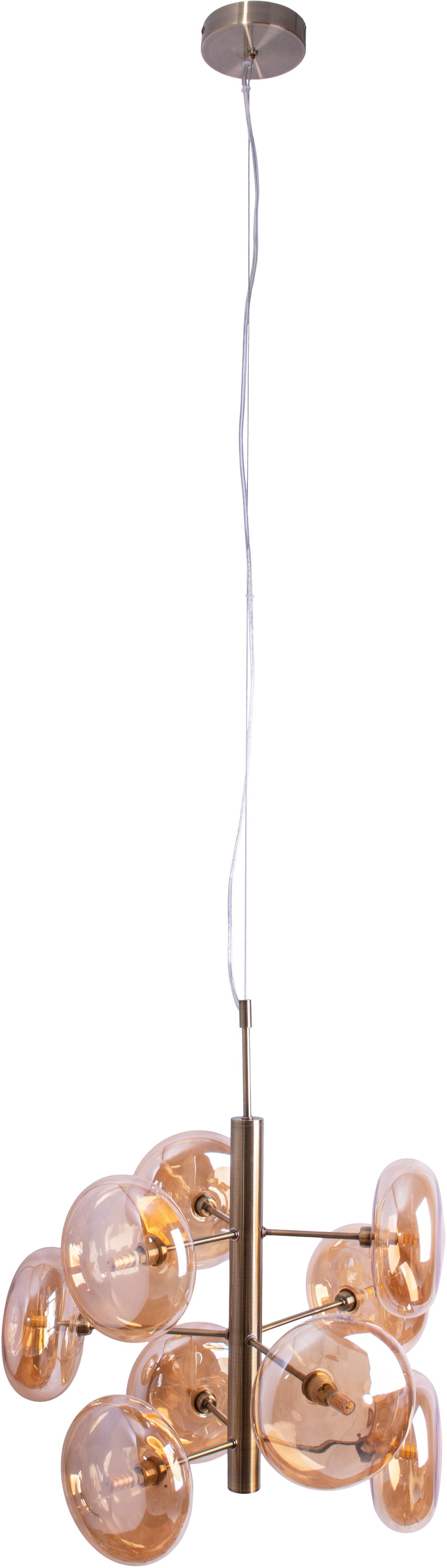 näve Pendelleuchte »Orion« G9 1 Stk. messing-matt, 9 flachen Rundgläser in amber, exkl. G9, Höhe 55cm