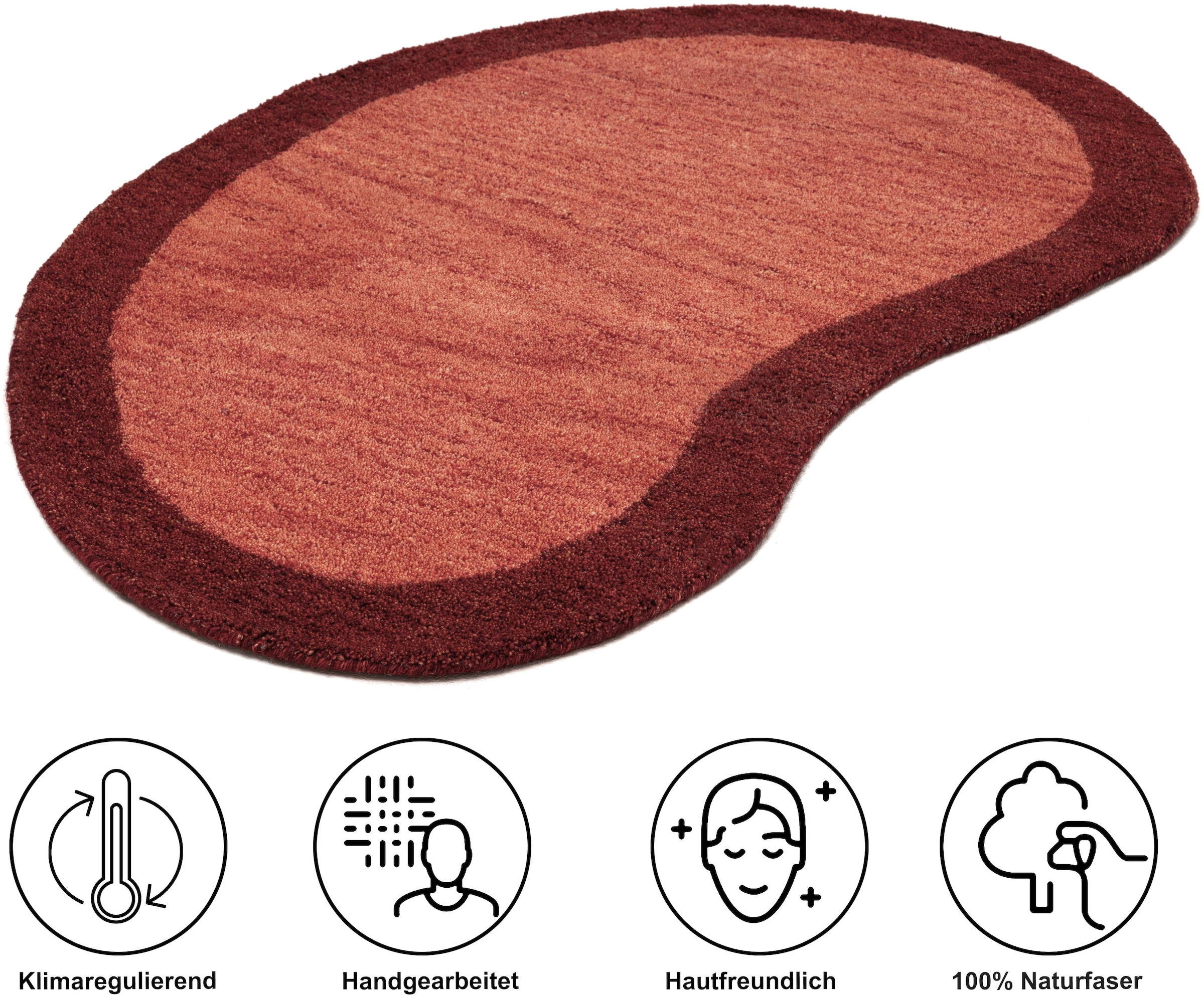 THEKO Wollteppich »Gabbeh Super, Handweb, Teppich, Bordüre, reine Wolle« oval 9 mm Höhe Schlafzimmer, Wohnzimmer, Esszimmer, auch als Läufer, eckig oder rund