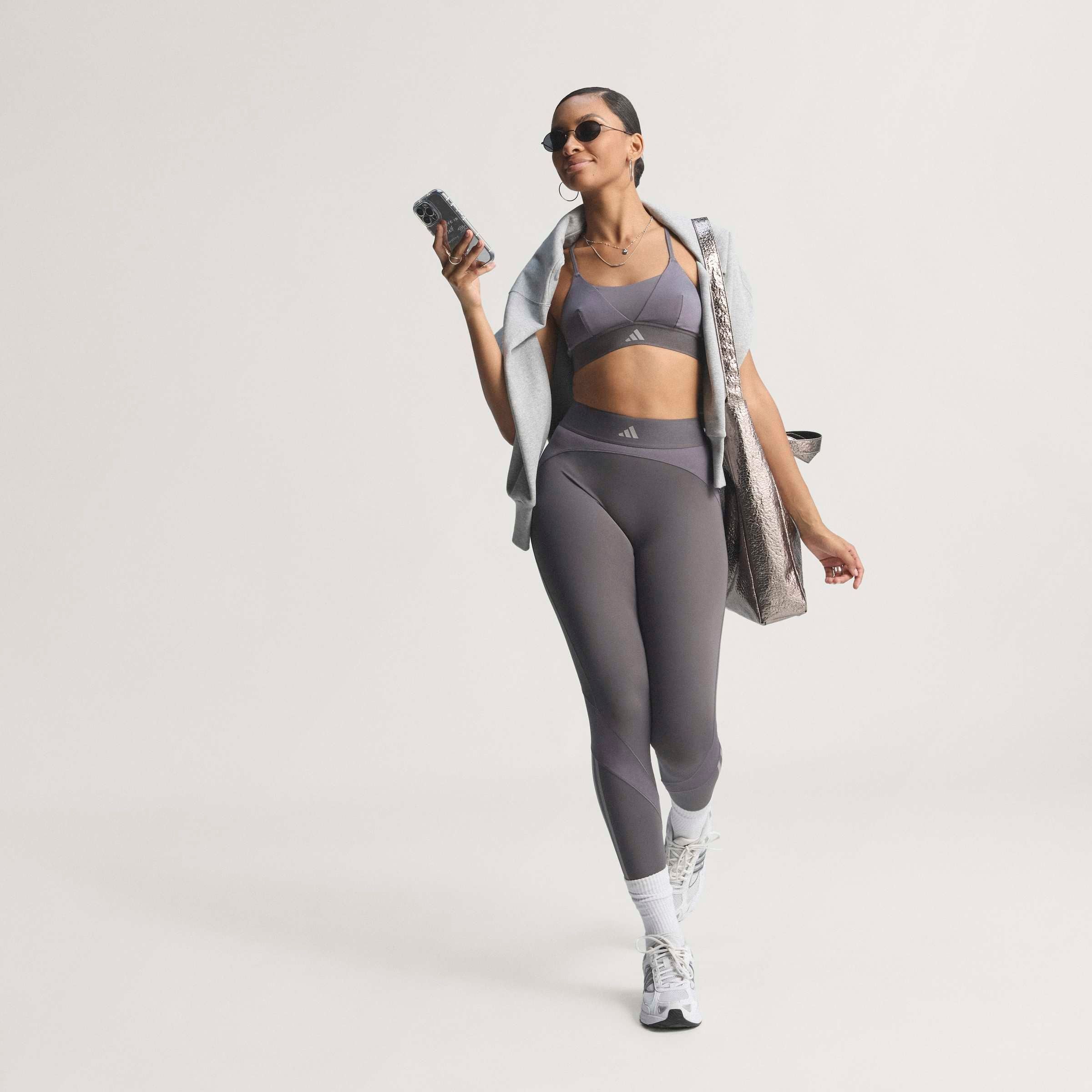 adidas Performance Trainingstights »HYG SHN 1/1 L«  sportlicher Mix aus glänzendem und mattem Material, mit Jacquard-Bund