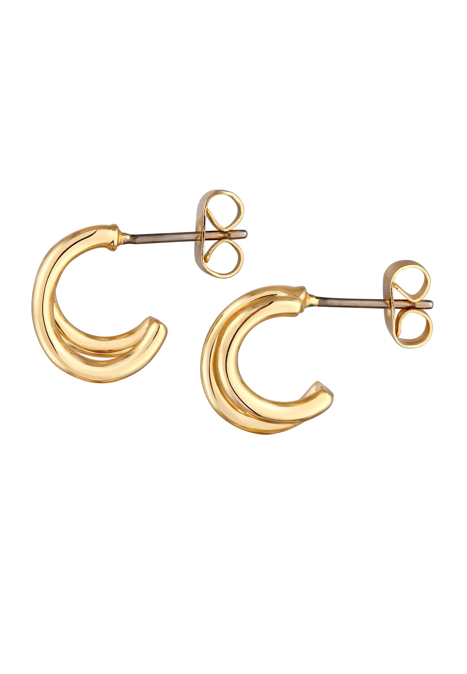 Elli Paar Ohrstecker »Ohrringe Halbcreolen Zweireihig Ohrstecker Goldfarben«