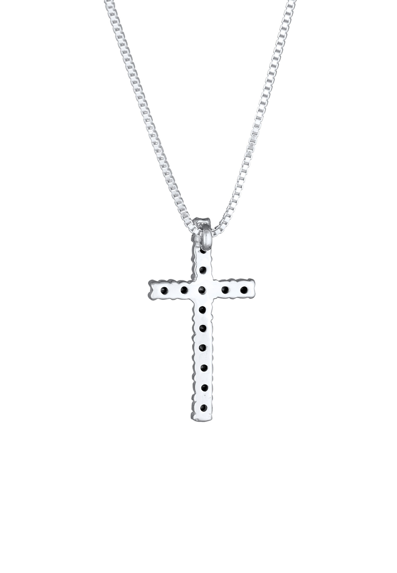 Kuzzoi Lange Kette »Halskette Kreuz Kristalle Religion 925 Silber«