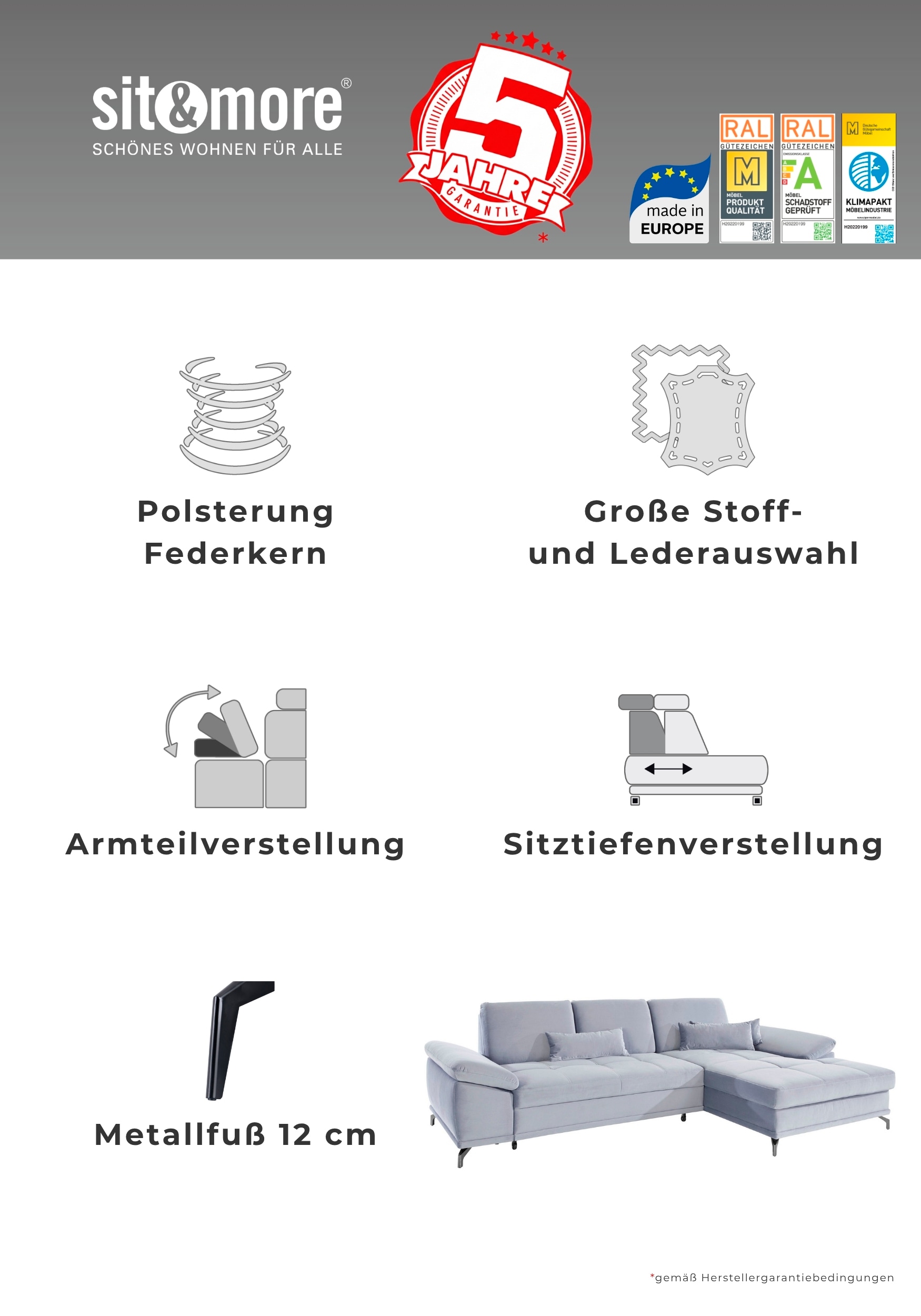 OTTO home Polsterhocker »Costello, B: 133 cm« individuell zu kombinieren, Federkern