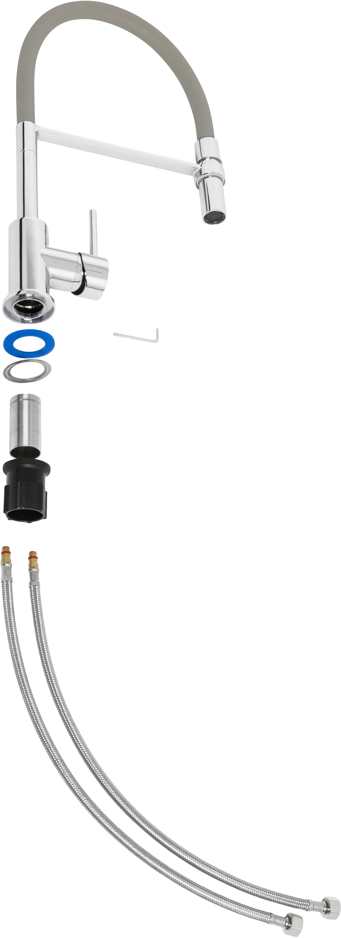 CORNAT Spültischarmatur »Druckgusskörper, chrom - 360° schwenkbarer Silikon-Auslauf« Mit Brause-Arretierung/ Hochdruck-Armatur/ Küchenarmatur /Wasserhahn