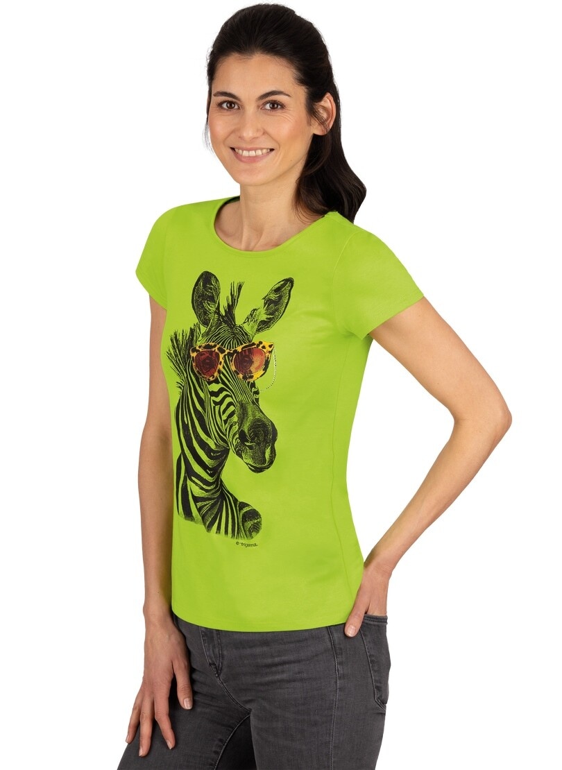 Trigema T-Shirt »TRIGEMA T-Shirt mit ♕ Zebra-Motiv Glitzersteinen« bei und