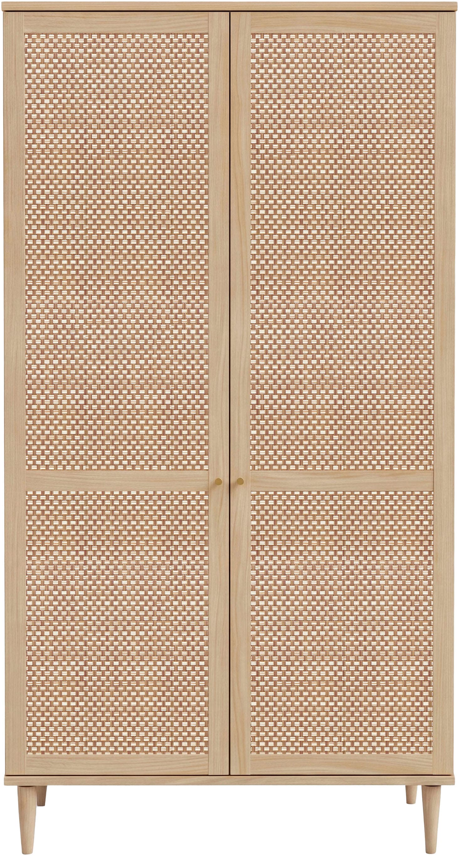 OTTO home Kleiderschrank »ELLIAN mit natürlicher Geflechtoptik und warmem Holzdekor« Holzfüße, Metallgriffe, Made in EU, viel Stauraum, FSC® zertifiziert