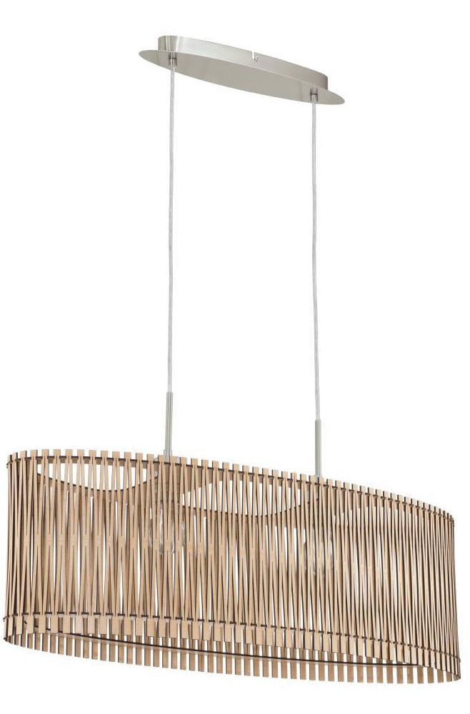 EGLO Hängeleuchte »SENDERO«, 2 flammig, Leuchtmittel E27 | ohne Leuchtmittel, Hängelampe, Stahl in Nickel-Matt, Holz in Ahorn, Natur, E27, 77,5 cm