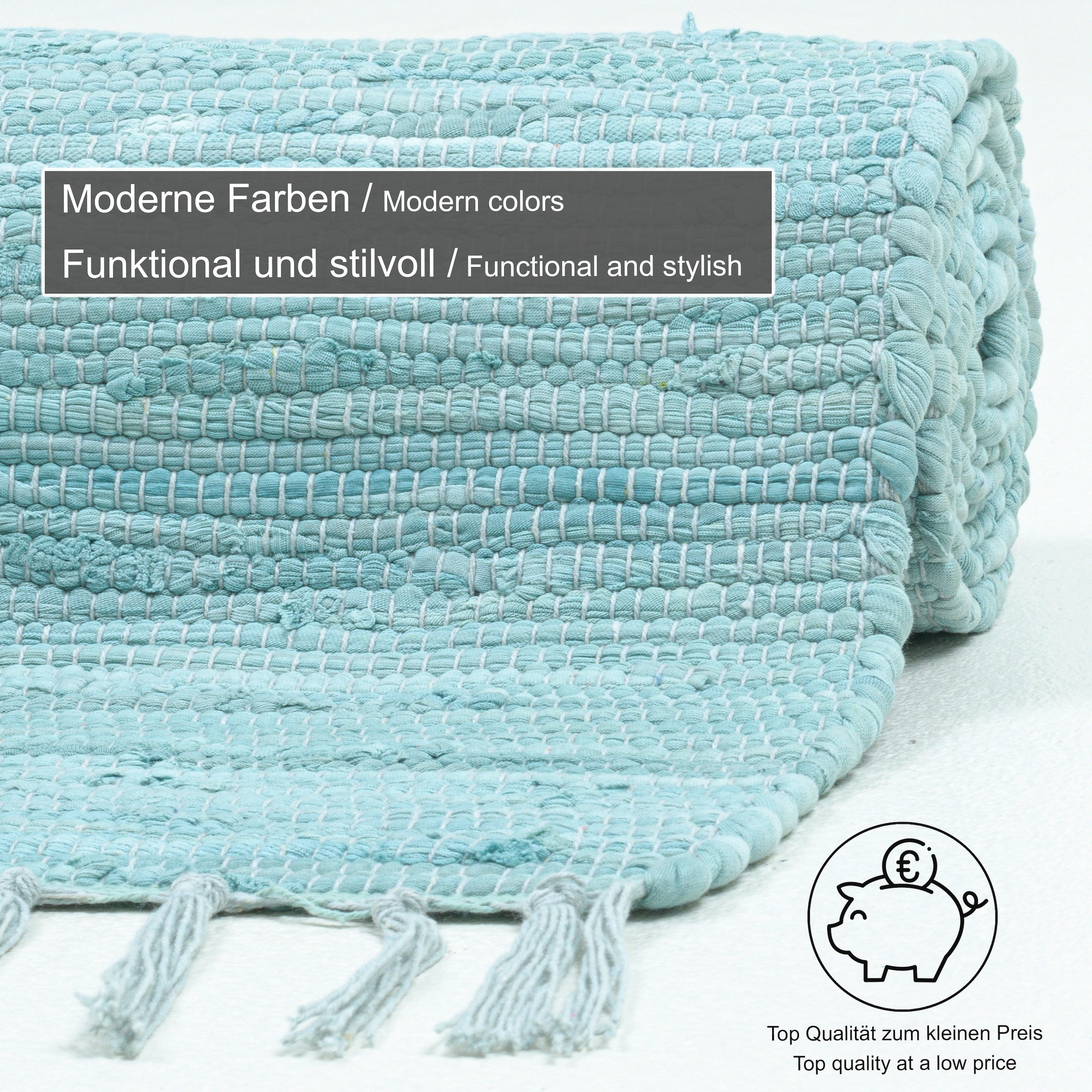 THEKO Teppich »Happy Cotton Fleckerl, handgewebt« rechteckig 5 mm Höhe Flachgewebe, reine Baumwolle, meliert, mit Fransen, auch als Läufer