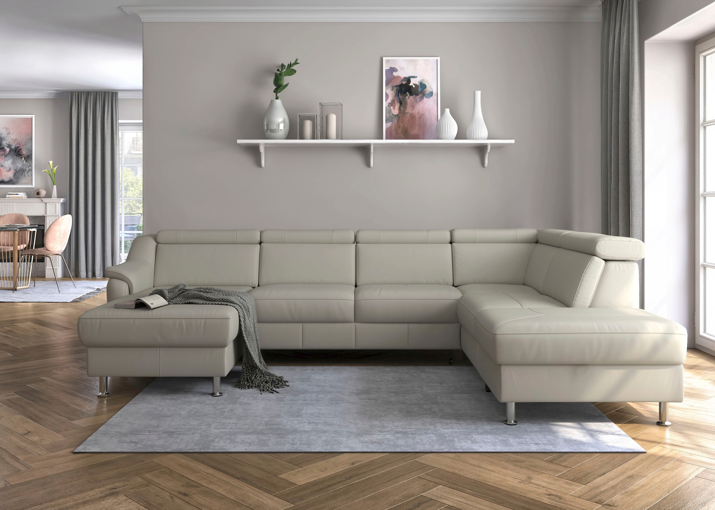 sit&more Wohnlandschaft »Freetown U-Form«, Kopfteilverstellung und Federkern, wahlweise mit Bettfunktion