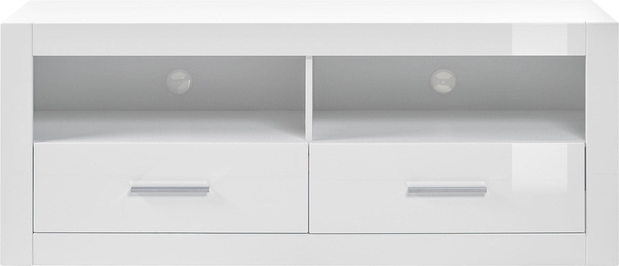 Home affaire Lowboard »Bianco, TV-Unterteil, moderne Kommode, TV-Schrank in Weiß Hochglanz« zeitlos, ausreichend Stauraum, vielseitig einsetzbar, 150 cm breit
