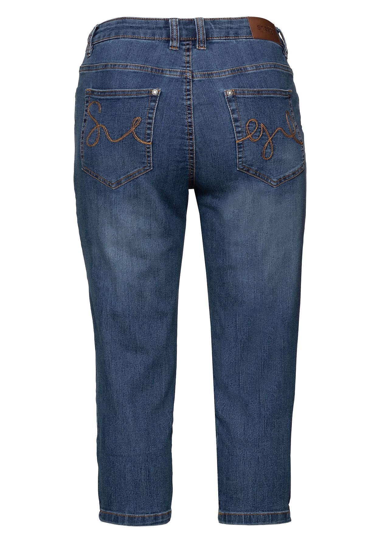 Sheego Caprijeans »Caprijeans mit Used-Effekten«