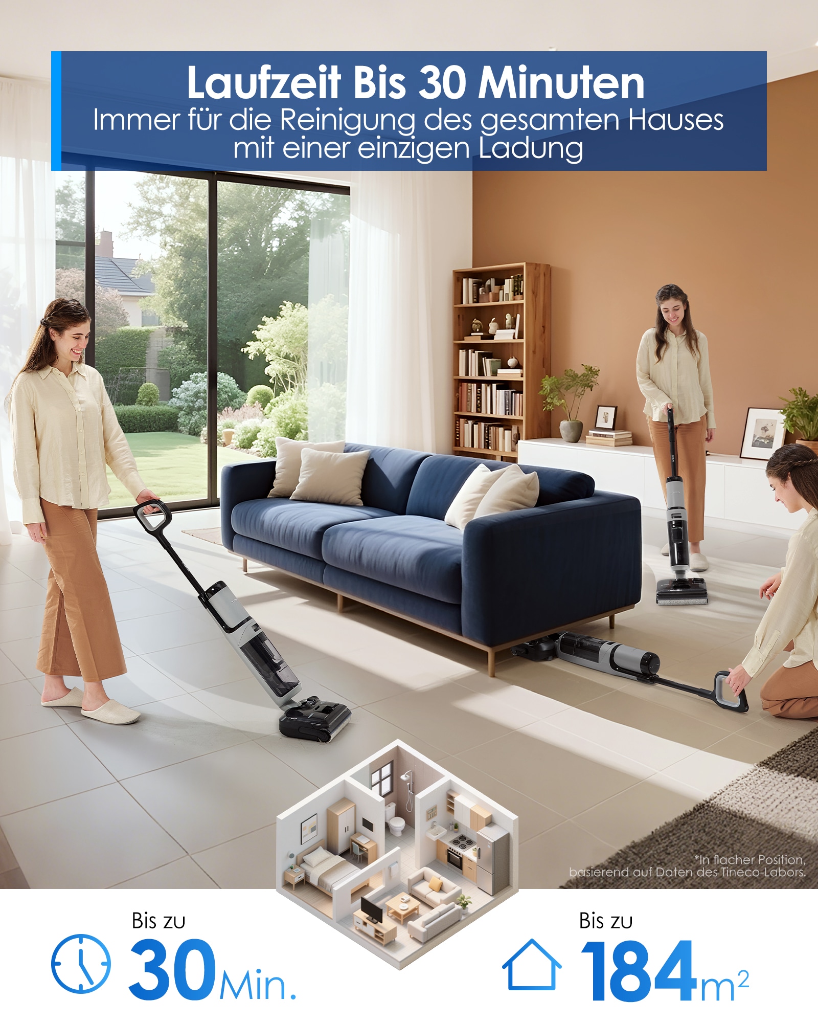 Tineco Nass-Trocken-Sauger »FLOOR ONE i5 Stretch Plus« Selbstreinung, 20kpa Saugleistung, 180° Grad Neigung