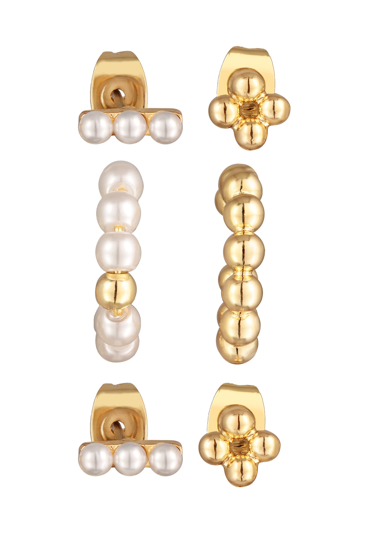 Elli Ohrstecker-Set »Ohrringe 4er-Set Ohrstecker Earcuff Glasperlen Dots Goldfarben«