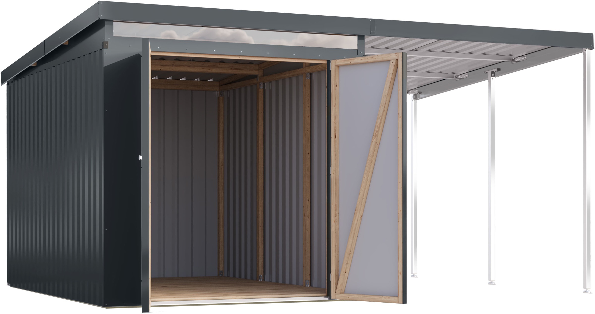 Karibu Gerätehaus »Argonium 2,5 SET mit Anbaudach«