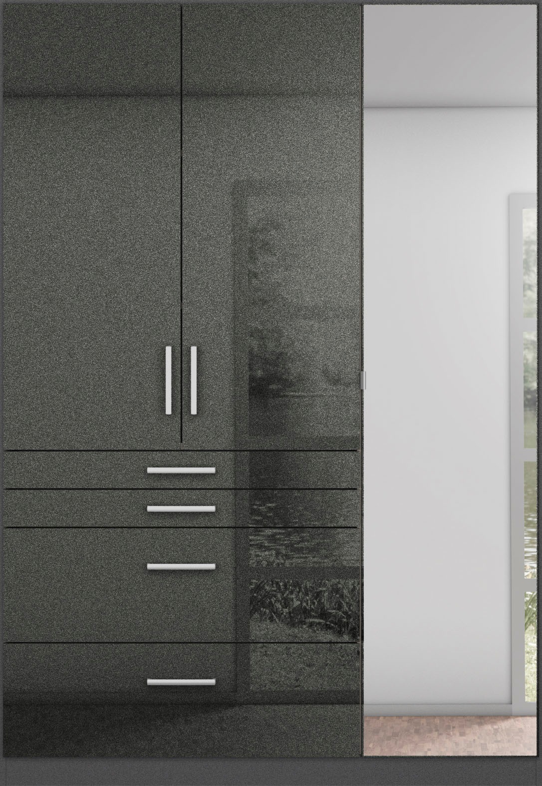rauch Drehtürenschrank »Kleiderschrank Schrank Garderobe Garderobenschrank Topseller HOMBURG«, mit Spiegel, oberer Schubkasten mit Einteilung MADE IN GERMANY