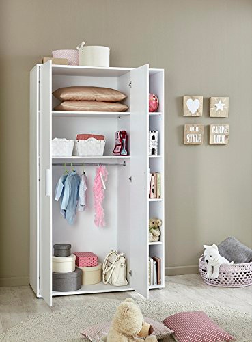 BMG Möbel Babyzimmer-Komplettset »Luis«, (Set, 5 tlg., Bett + Wickelkommode + 2-trg. Schrank + Standregal + Wandboard), Bett + Wickelkommode + 2-trg. Schrank + Standregal + Wandboard