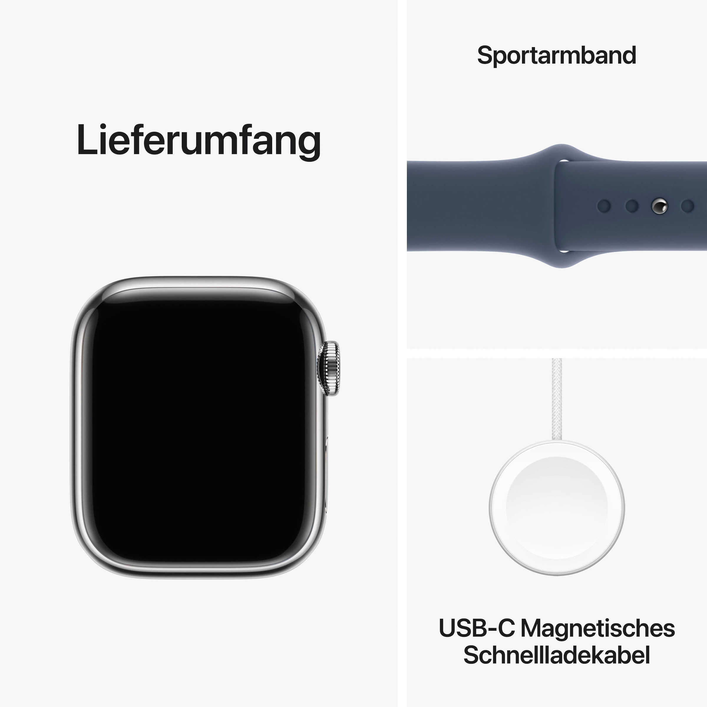 Apple Smartwatch »Watch Series 9 Edelstahl«, (4,1 cm / 1,61 Zoll), Watch OS 10, Sport Band)