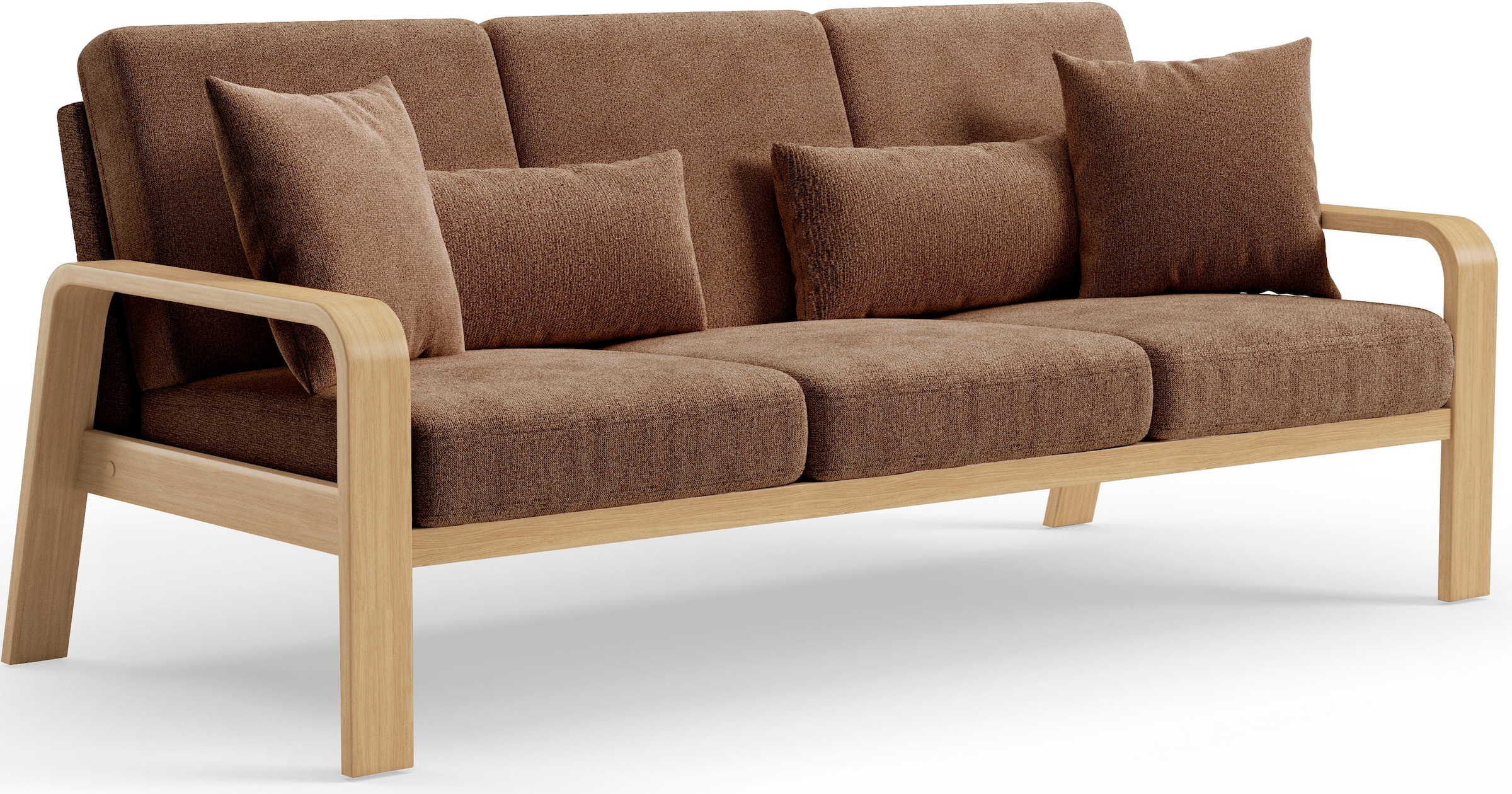 sit&more 3-Sitzer »Kolding«, Armlehnen aus Buchenholz in natur, verschiedene Bezüge und Farben