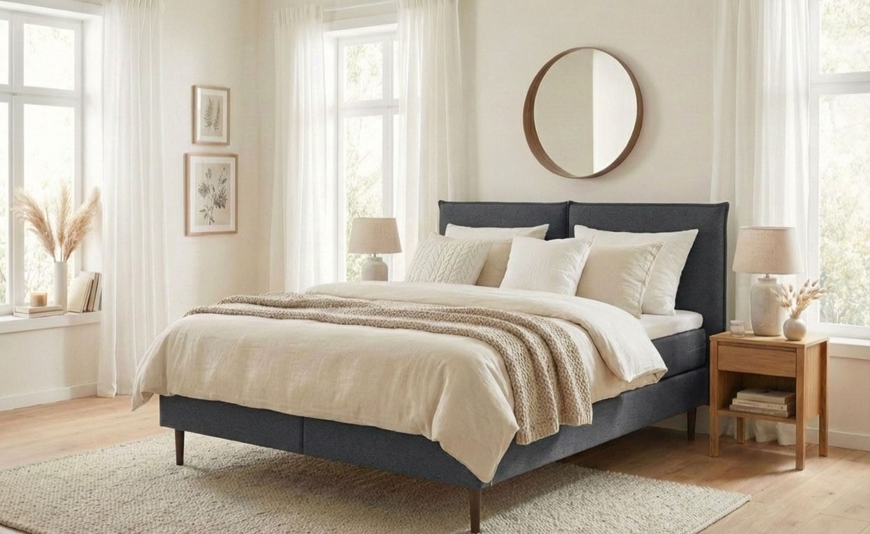 LeGer Home by Lena Gercke Bett »ERIK Boxbett mit Bonnell-/Taschen-Federkernmatratze, Breite 160/180cm« wahlweise Härtegrad der Matratze H2/H3/H4, Polsterbett mit/ohne Topper