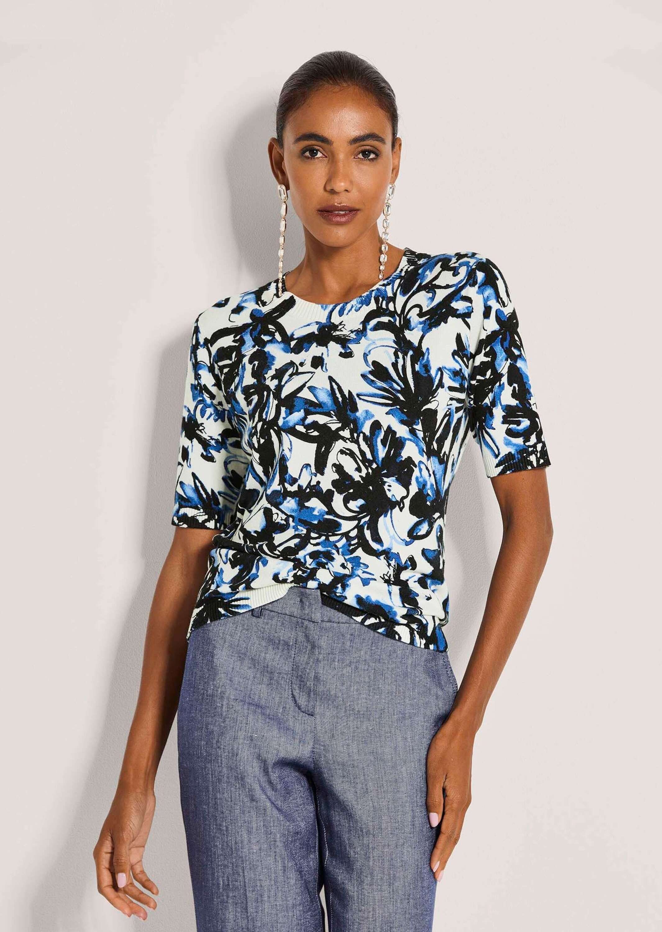 MADELEINE Longpullover »Strickpullover Glattstrickpullover mit Unikat-Print« Alloverprint