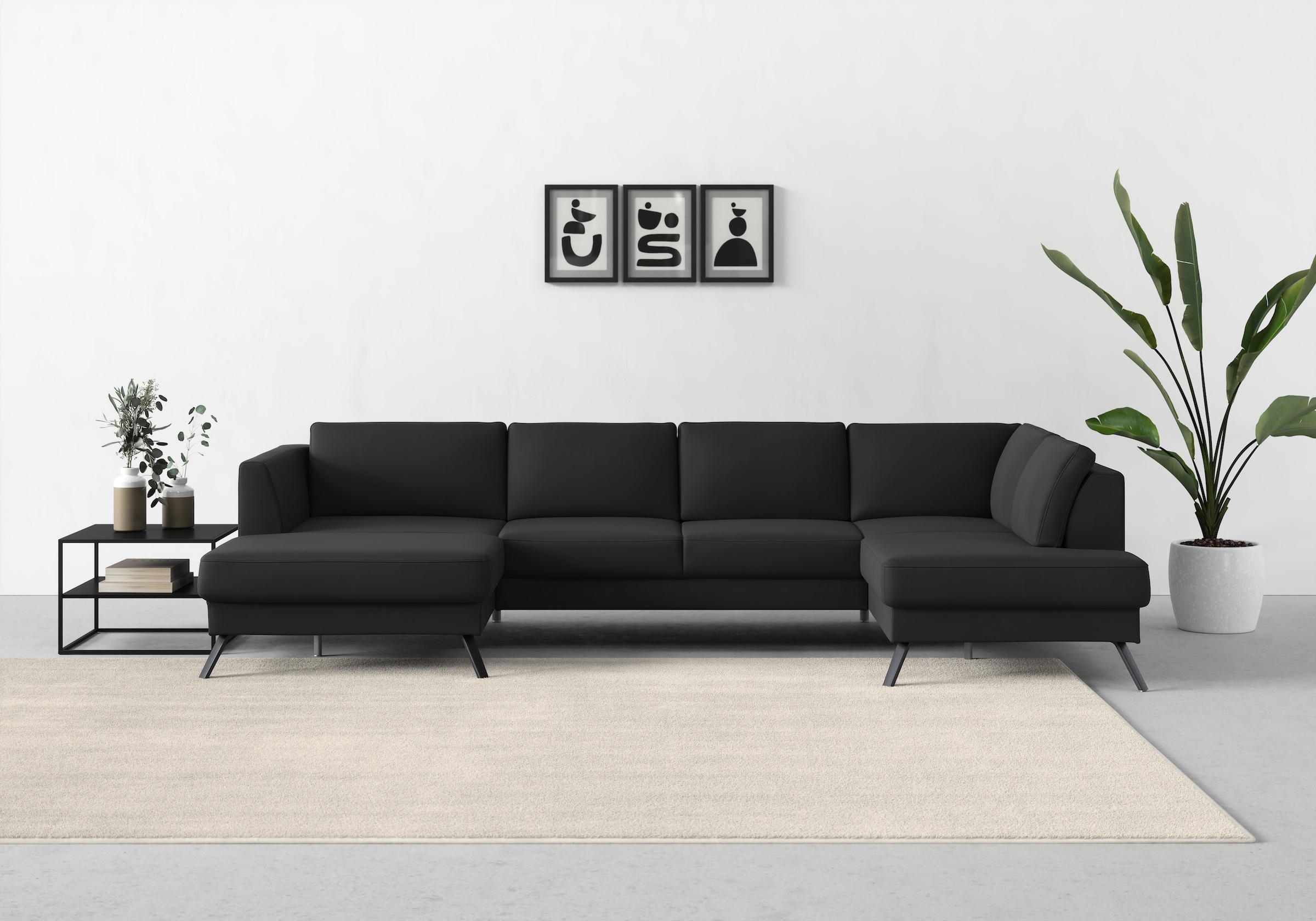 sit&more Wohnlandschaft »Lindholm U-Form« mit Sitztiefenverstellung und Federkern