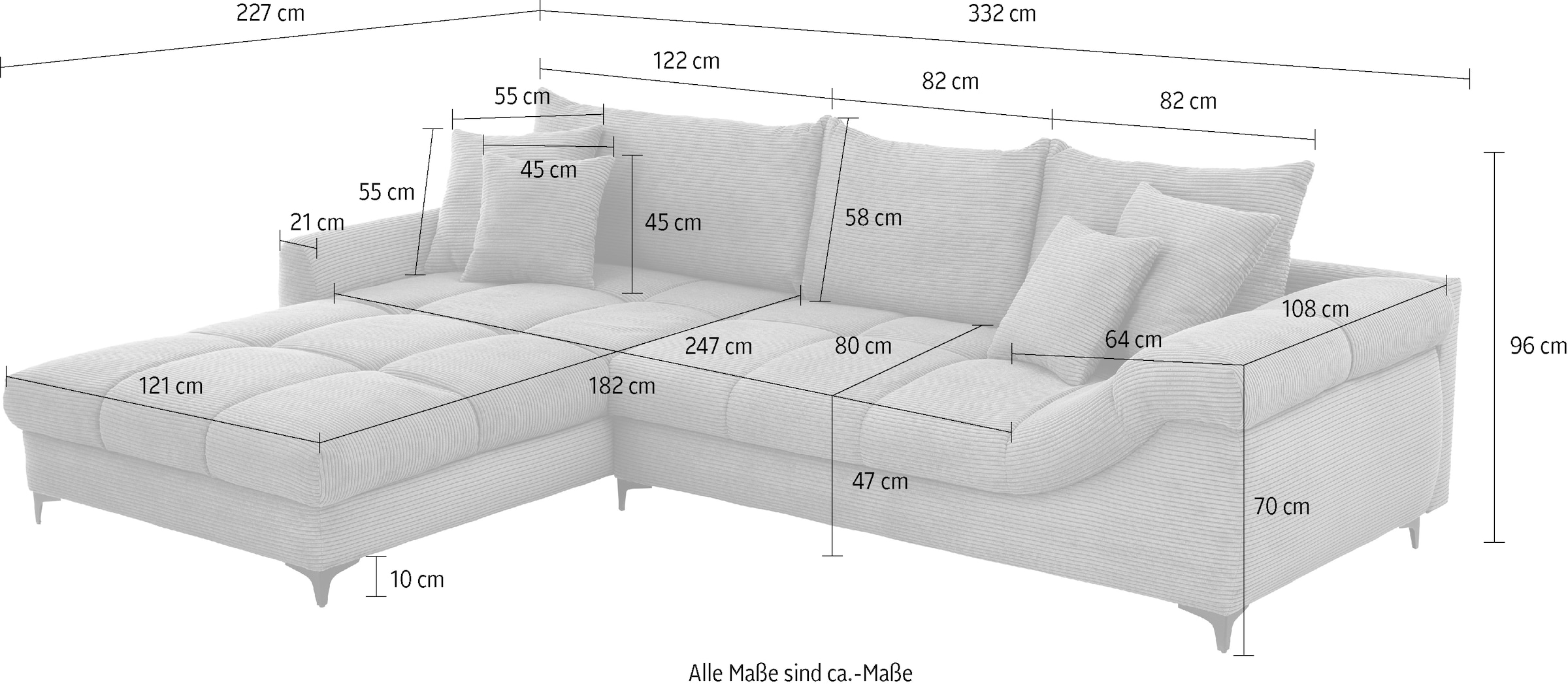 Mr. Couch Ecksofa »Ronaldo, L-Form, wahlweise mit Kaltschaum« wahlweise mit Kaltschaum