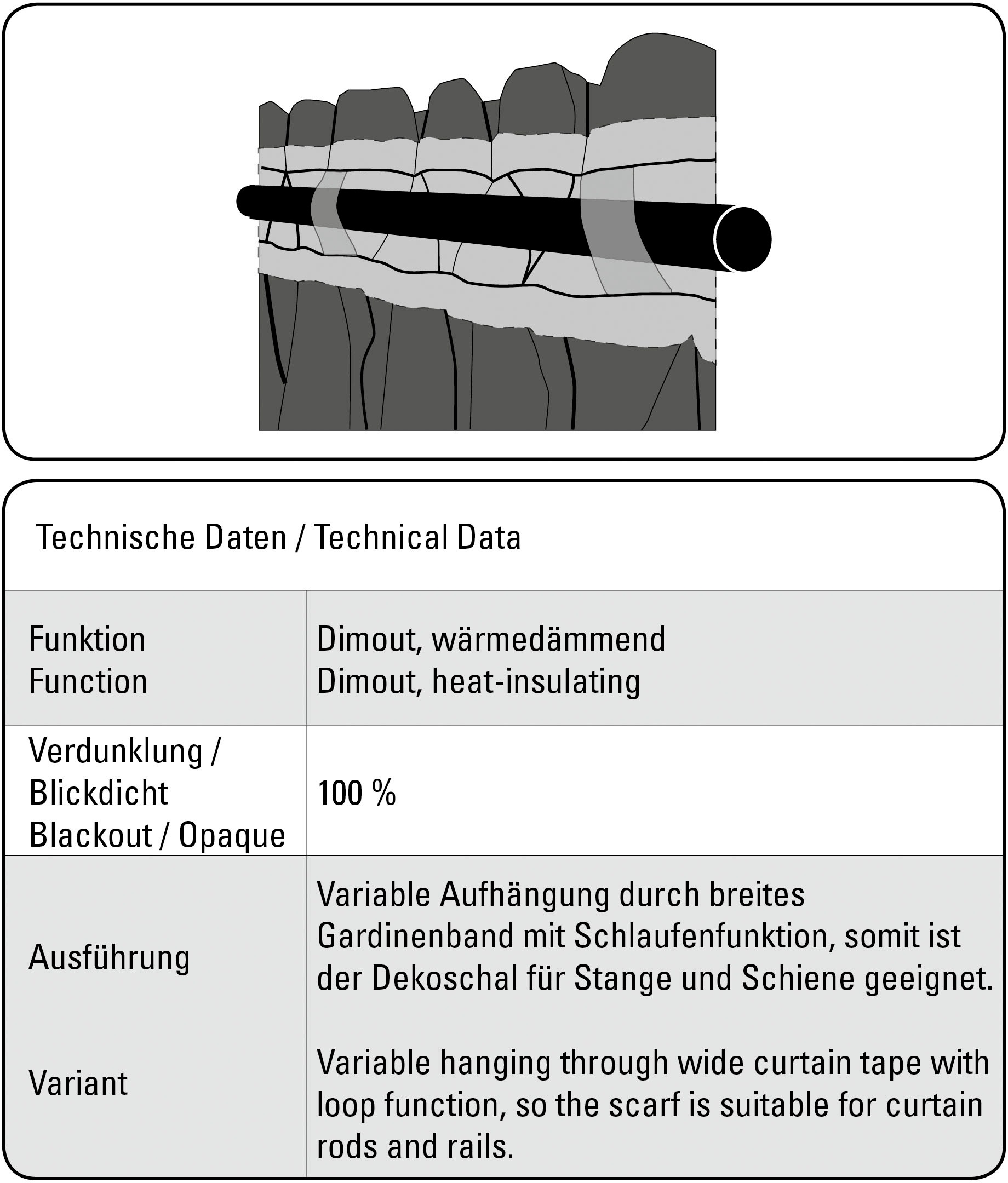 GARDINIA Gardine »Schal mit Gardinenband Dimout«, (1 St.), Stoff Dimout