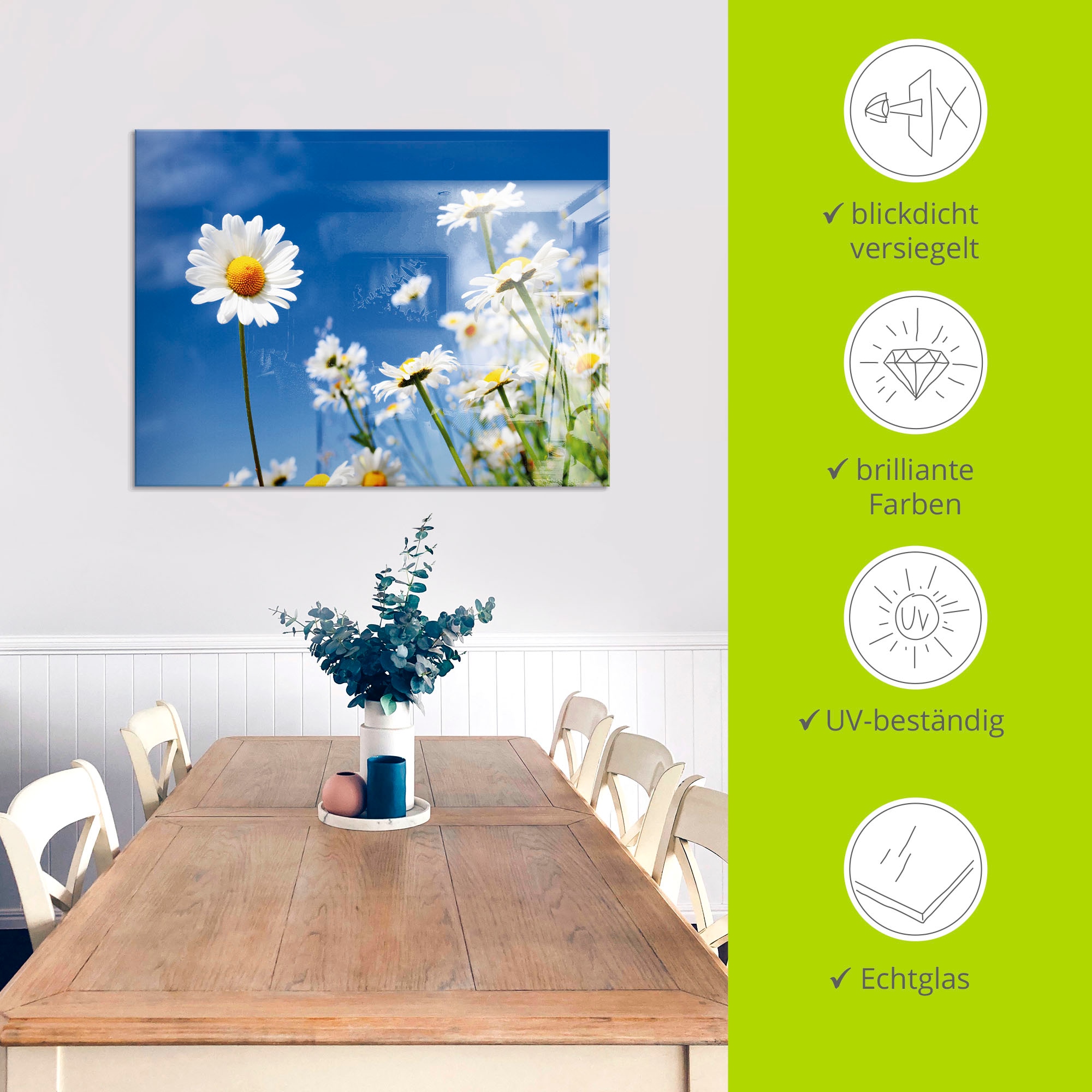 Artland Glasbild »Gänseblümchen« Blumenwiese 1 Stk. tlg. in verschiedenen Größen