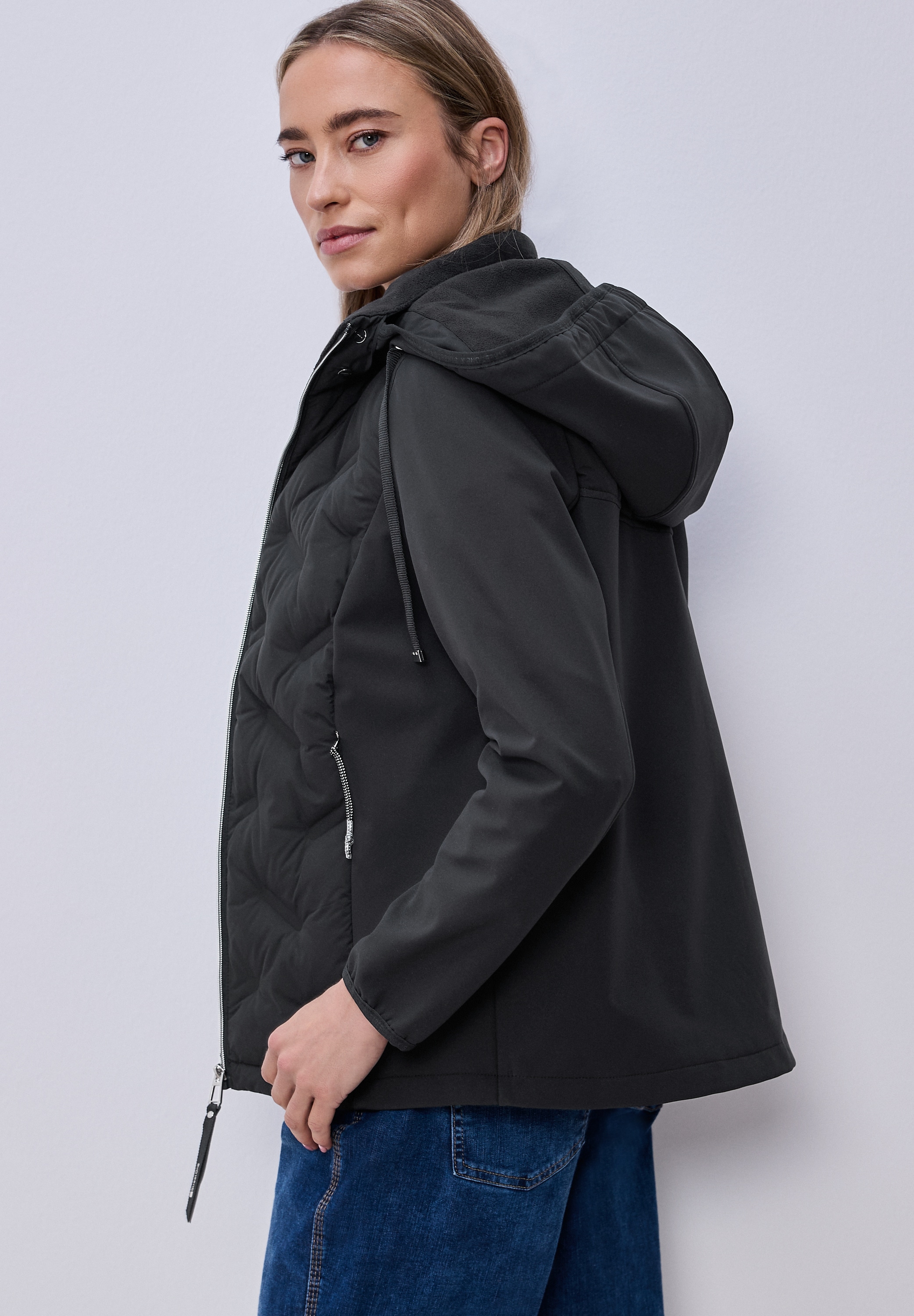 STREET ONE Steppjacke mit Kapuze mit Kapuze und Strukturmix