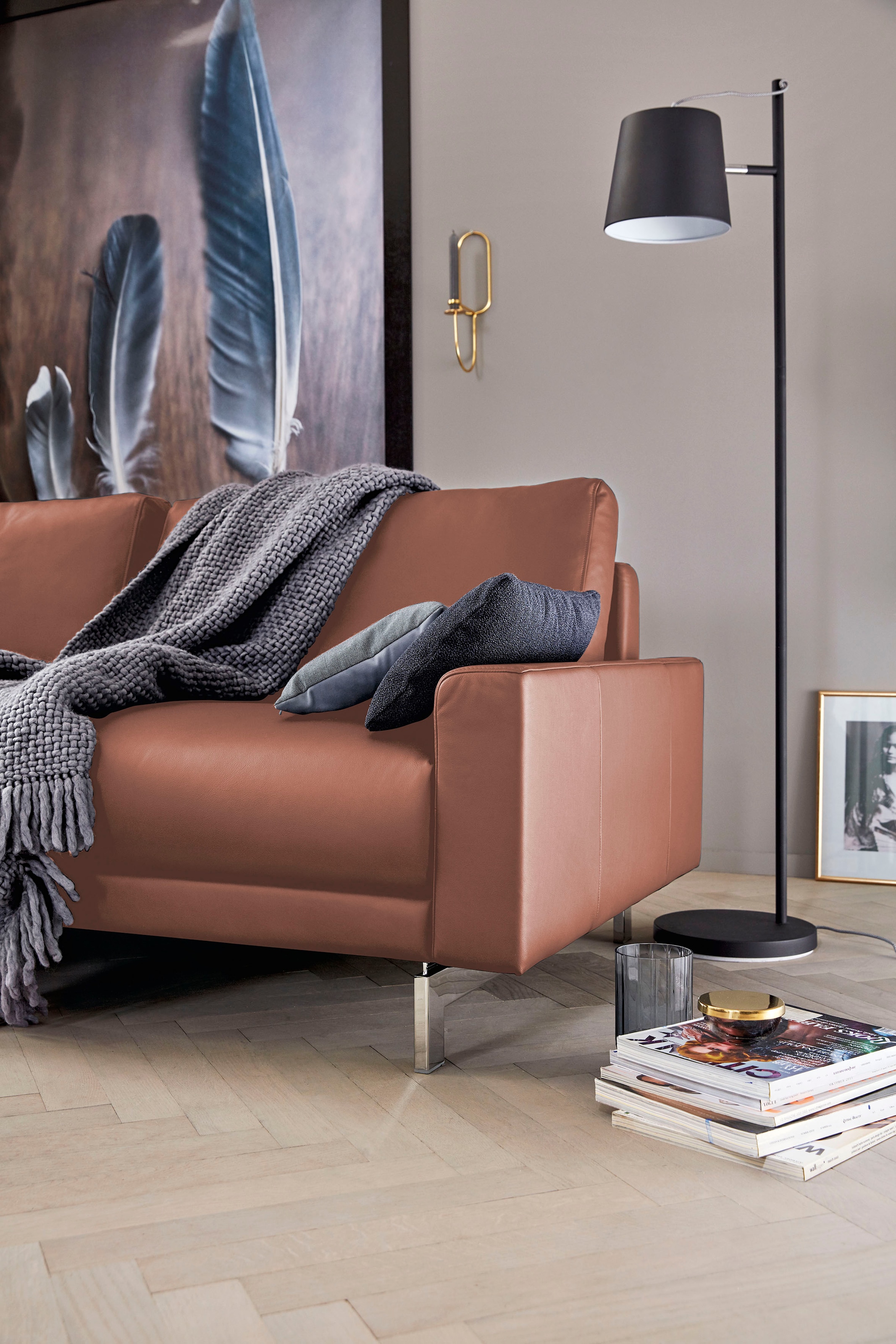 hülsta sofa 2,5-Sitzer niedrig, Fuß »hs.450«, glänzend, Armlehne Raten 184 cm chromfarben auf Breite kaufen