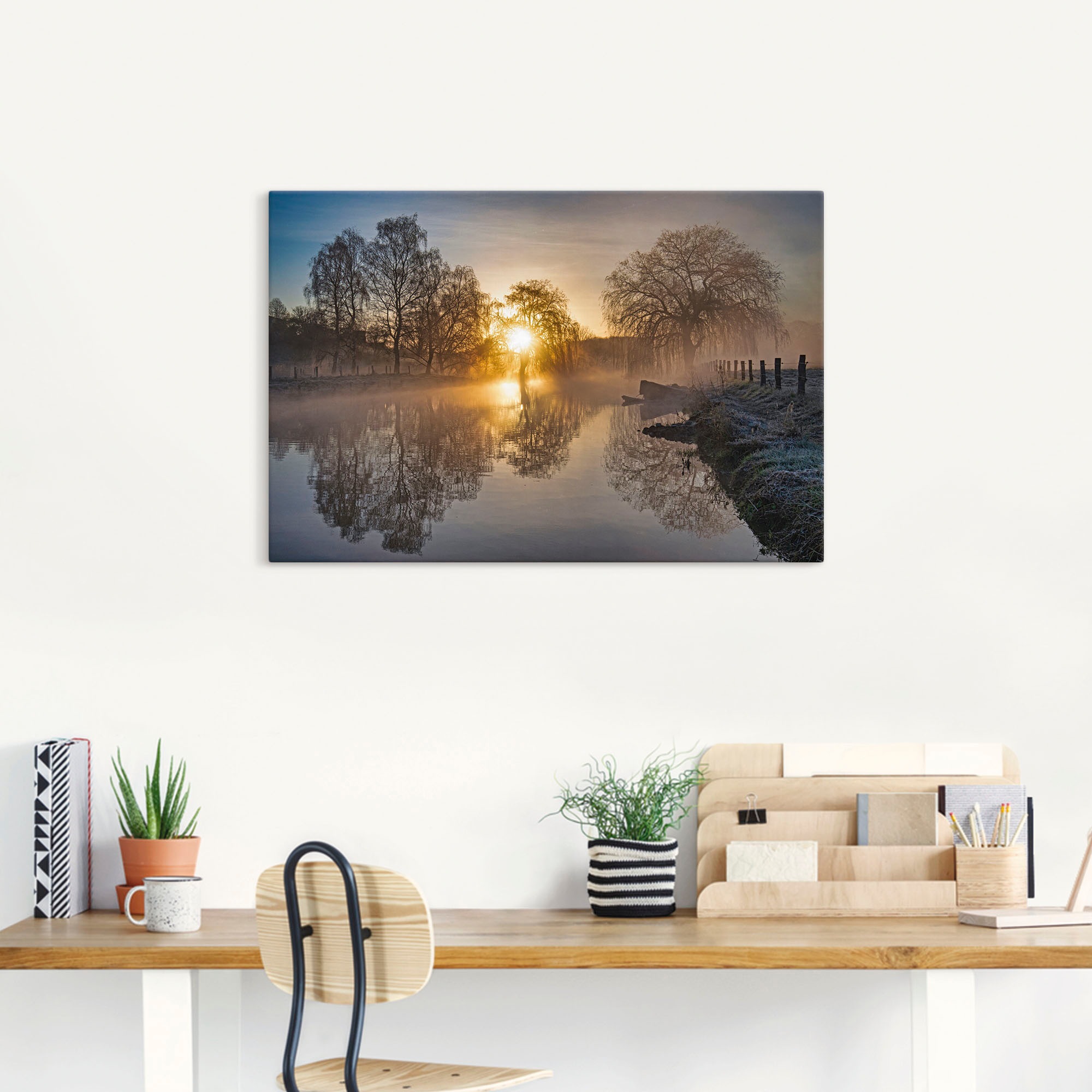 Artland Wandbild »Mystischer Morgen an der Trave«, Bilder vom Sonnenuntergang & -aufgang (1 Stück), in vielen Größen & Produktarten - Alubild/Outdoorbild, Leinwandbild, Poster, Wandaufkleber/Wandtattoo auch für Badezimmer geeignet