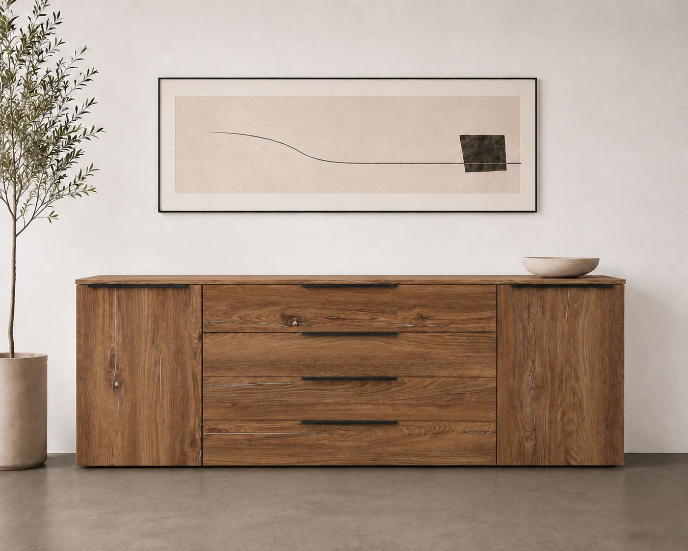 borchardt Möbel Sideboard »Tom, moderne Kommode mit Metallgriffen, 200cm breit« 2 Türen, 3 Schubfächer, Metallgriffe anthrazit