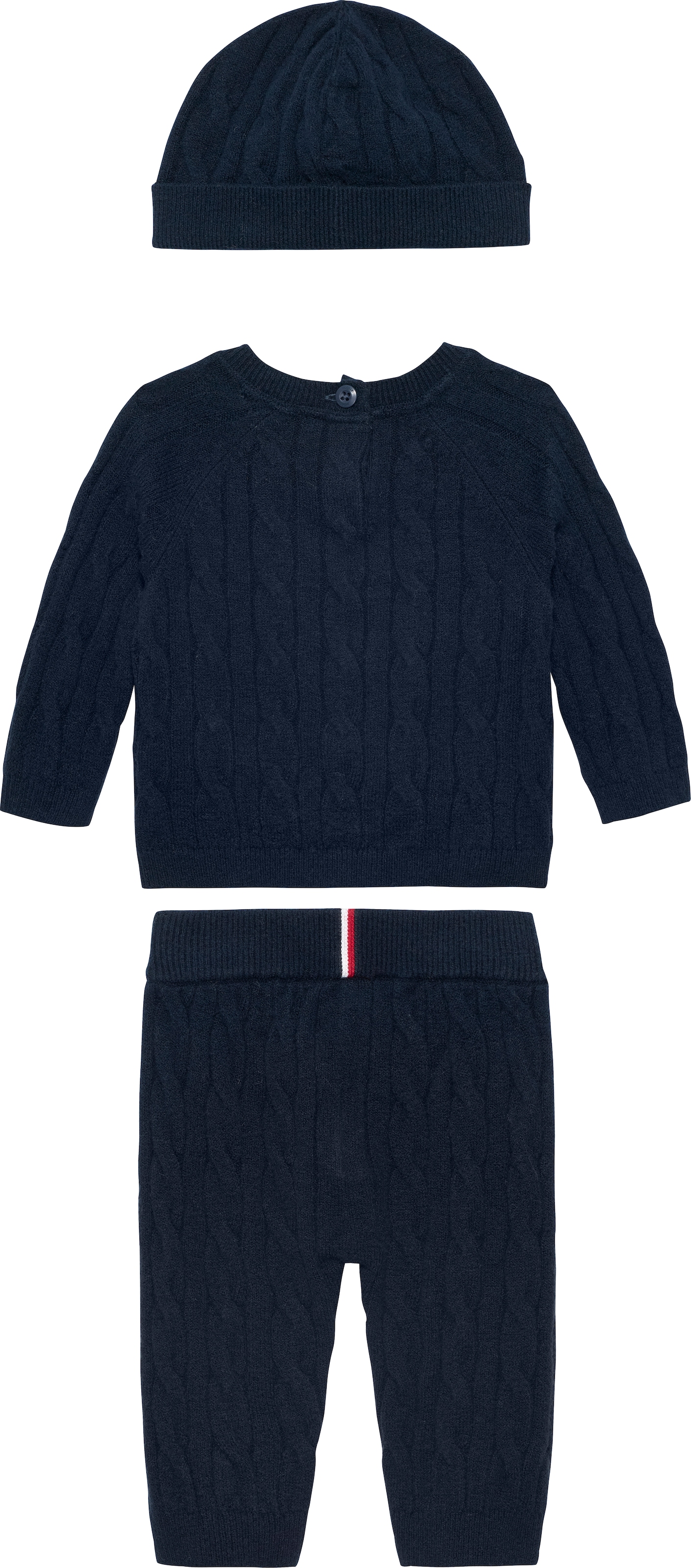 Tommy Hilfiger Neugeborenen-Geschenkset »CABLE SWEATER BEANIE GIFTBOX« 3 Stk. Pullover, Hose & Mütze für Babys