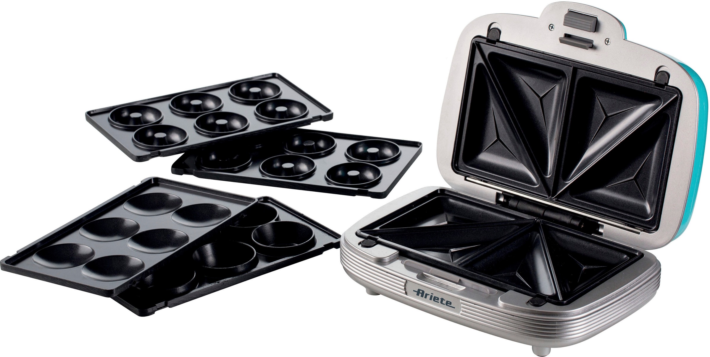 Ariete 3-in-1-Sandwichmaker »Party Time 1972B, Cookie-Maker«, 700 W, für Sandwiches, Muffins und Donats, blau