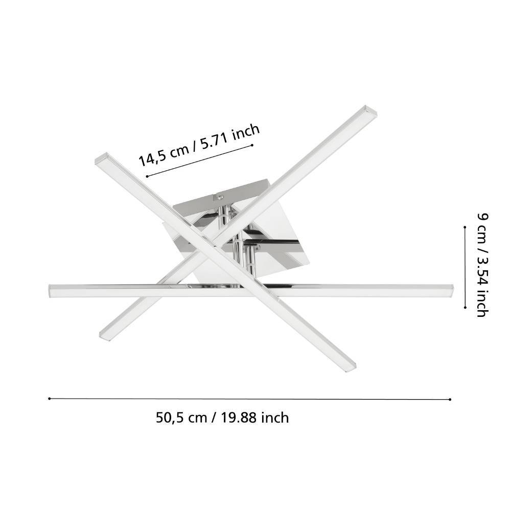 EGLO Deckenleuchte »LASANA 1 Deckenlampe, chrom, weiß, schlanke Bauform, Wohnzimmerlampe«, 1 flammig, Leuchtmittel LED-Board | LED fest integriert, Esszimmer, Küche, Schlafzimmer, modern, minimalistisch, 50x16x9,5cm