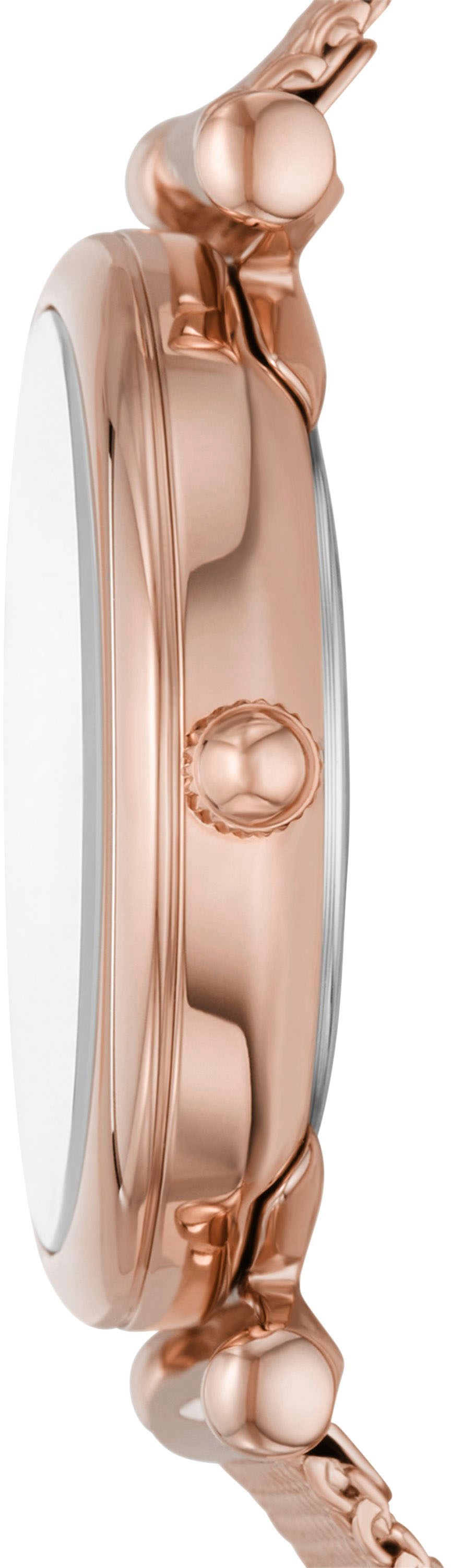 Fossil Quarzuhr »CARLIE MINI«, (Set, 2 tlg., mit Kette), Armbanduhr, Damenuhr, ideal auch als Geschenk, Edelstahlarmband