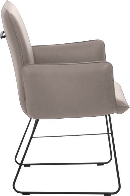 K+W Komfort & Wohnen Armlehnstuhl, 1 St., Leder CLOUD, Drahtkufengestell in Metall schwarz, Griff am Rücken, Steppung im Sitz