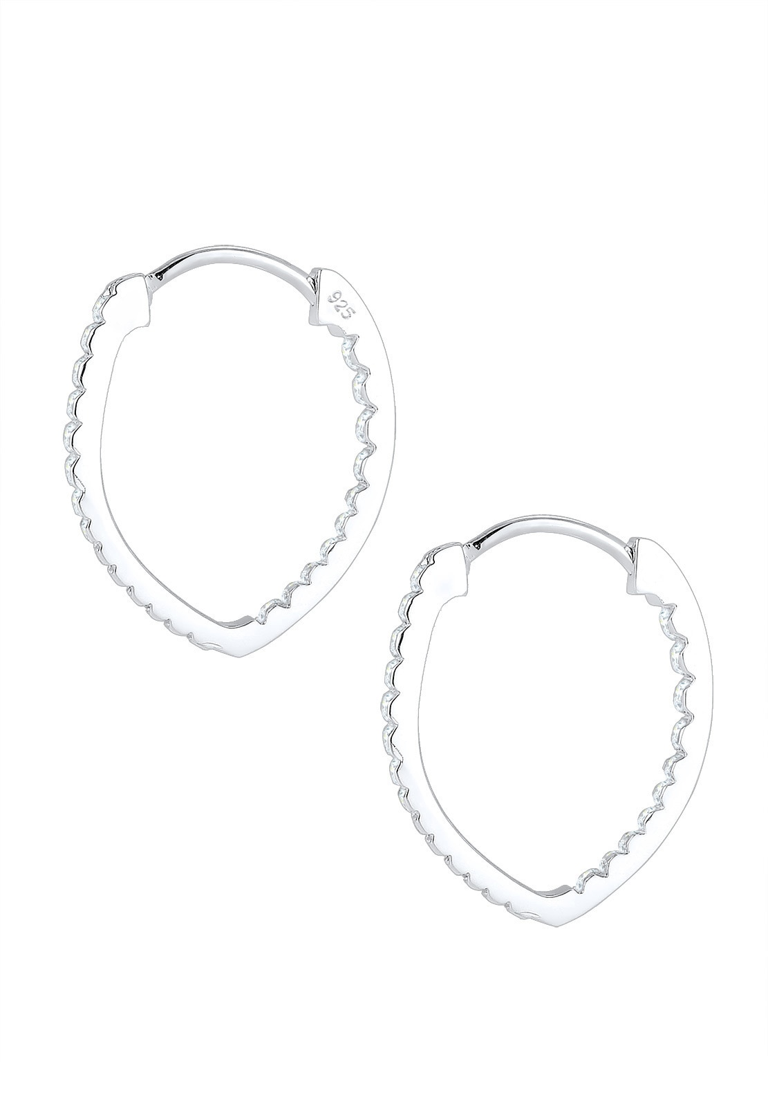 Elli Paar Creolen »Ohrringe Creolen Oval Zirkonia Weiß 925 Sterling Silber«