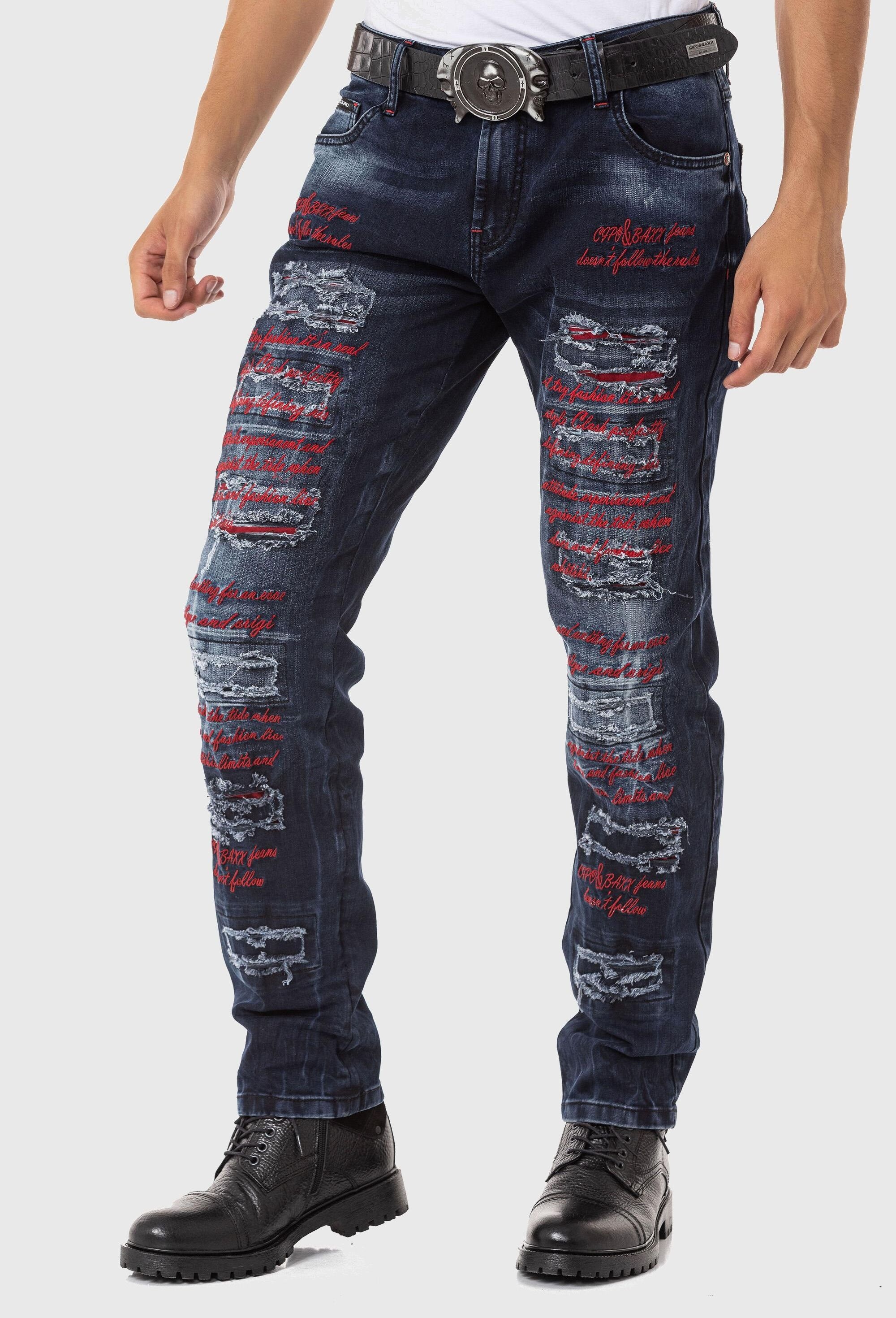 Cipo & Baxx Slim-fit-Jeans »Cipo & Baxx Jeans« mit farbigen Ziernähten