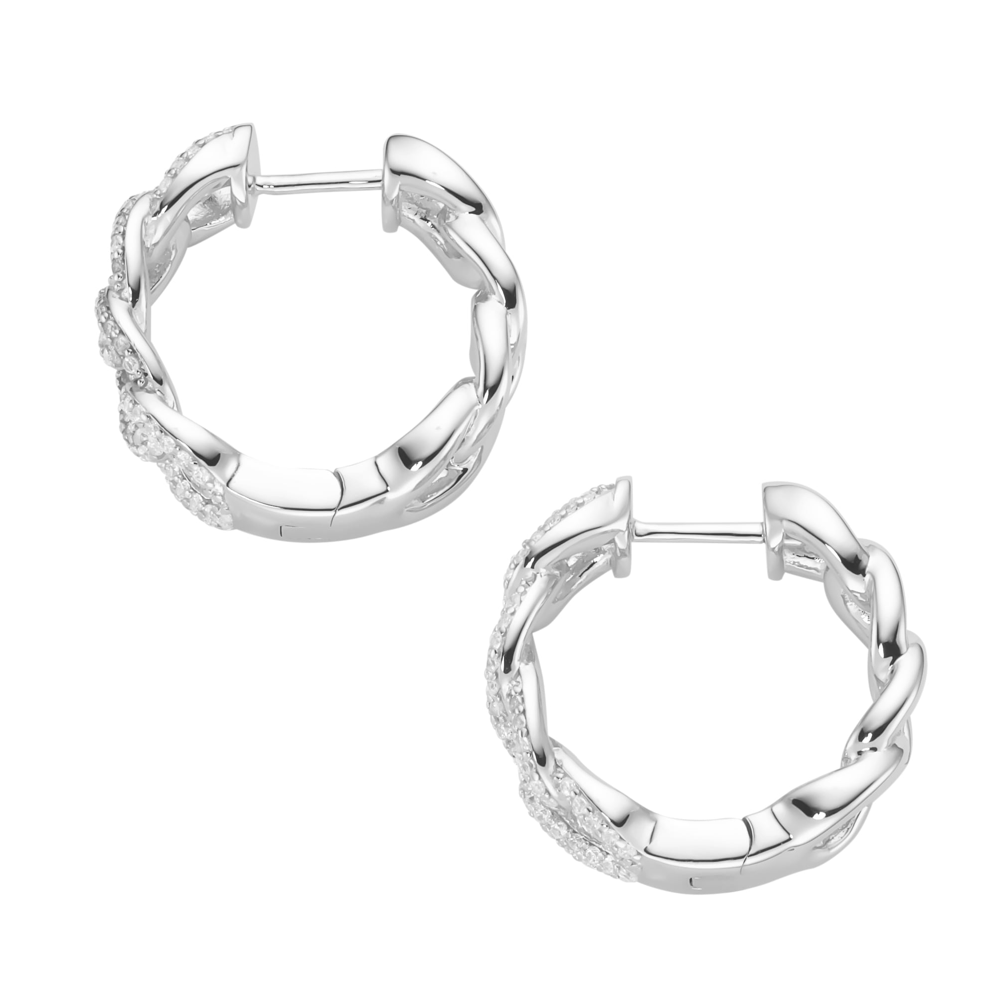 GIORGIO MARTELLO MILANO Paar Creolen »Klappcreolen in Panzerketten-Design mit Zirkonia, Silber 925«