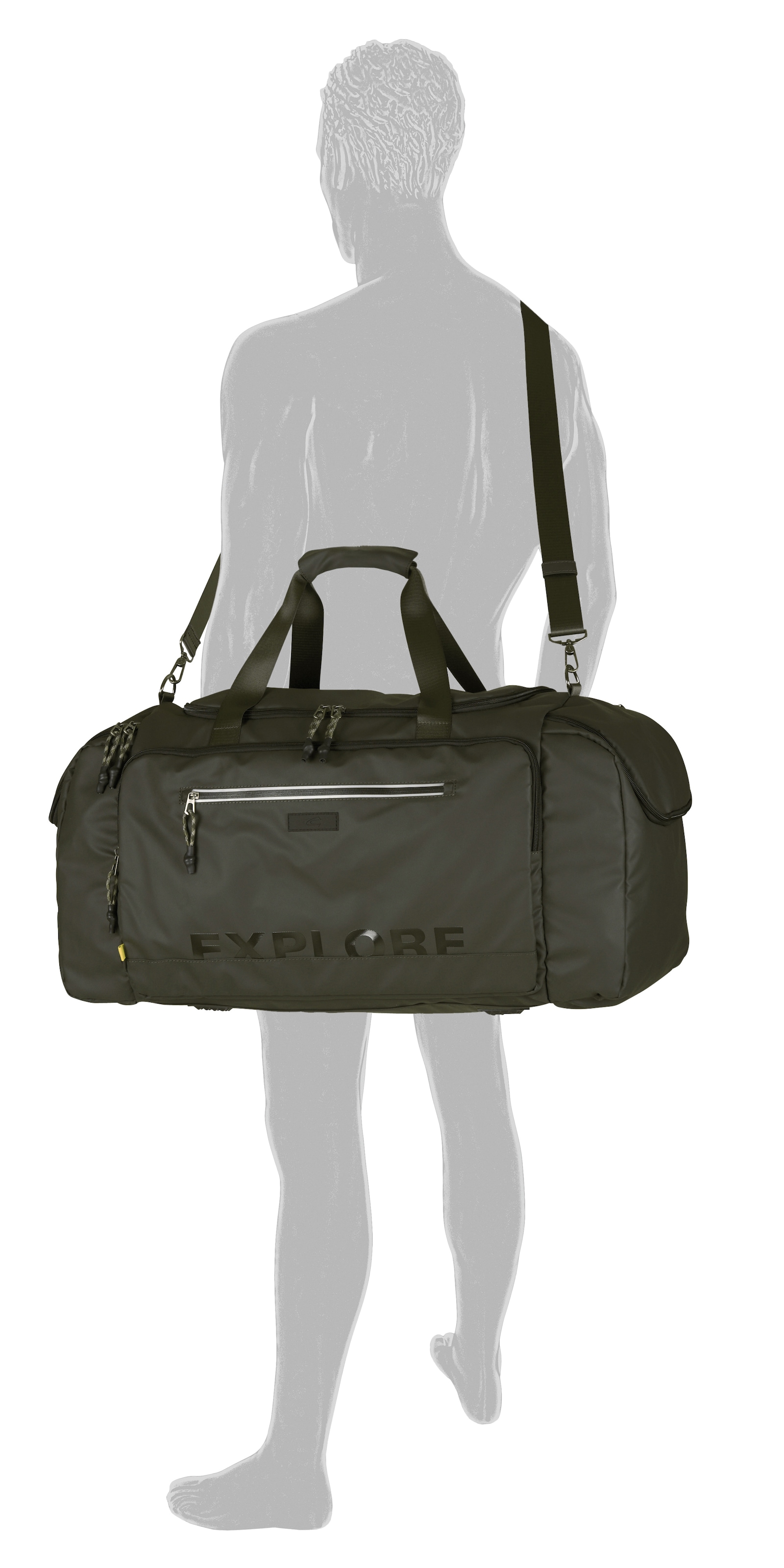 camel active Reisetasche »Explore« wasserabweisendes recyceltes Nylon und reflektierende Reißverschlüsse