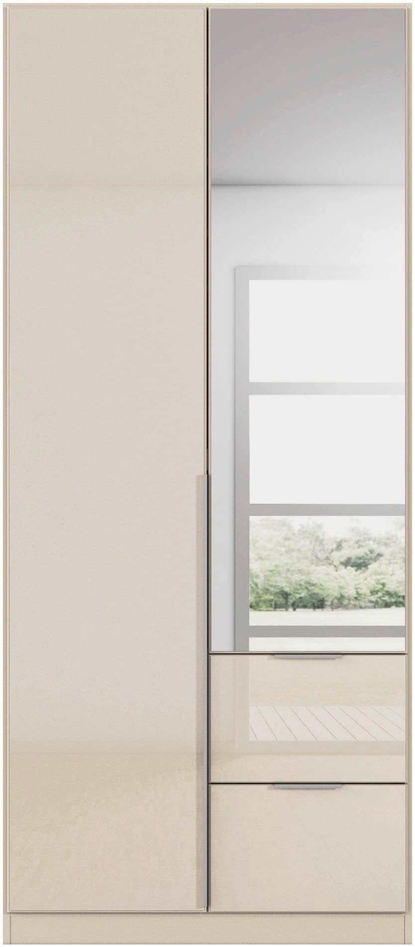 OTTO home Drehtürenschrank »Kleiderschrank Kleiderschränke Schrank Garderobe AGORDO mit Glasfront« in zwei Griff-Farben, Breiten 91-360 cm,  mit Außenschubkästen, in 7 Breiten und 2 Höhen MADE IN GERMANY