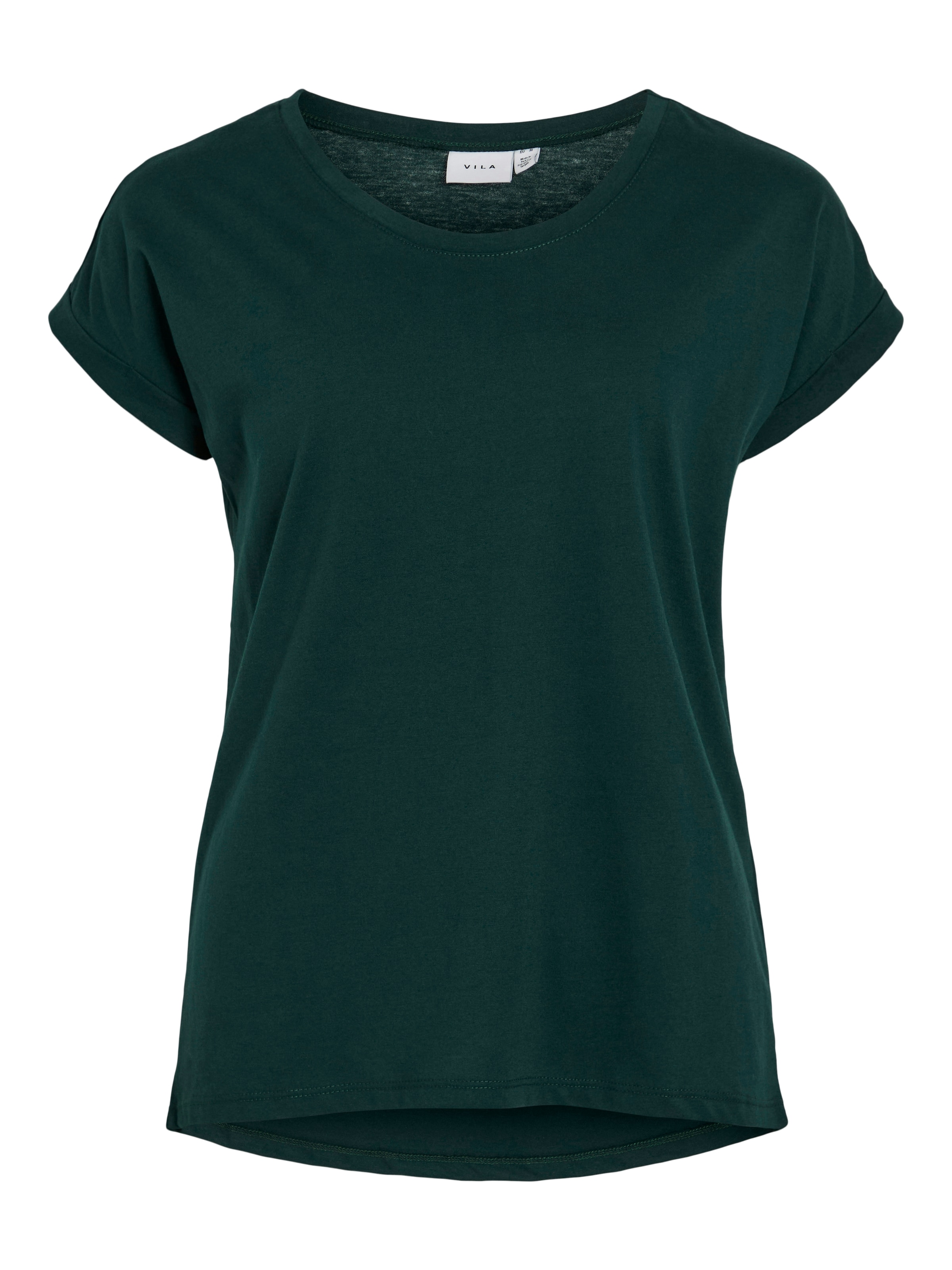 Vila Rundhalsshirt »VIDREAMERS NEW PURE T-SHIRT/SU-NOOS«, Basic Damen-T-Shirt mit Rundhalsausschnitt und umgeschlagenen Ärmeln