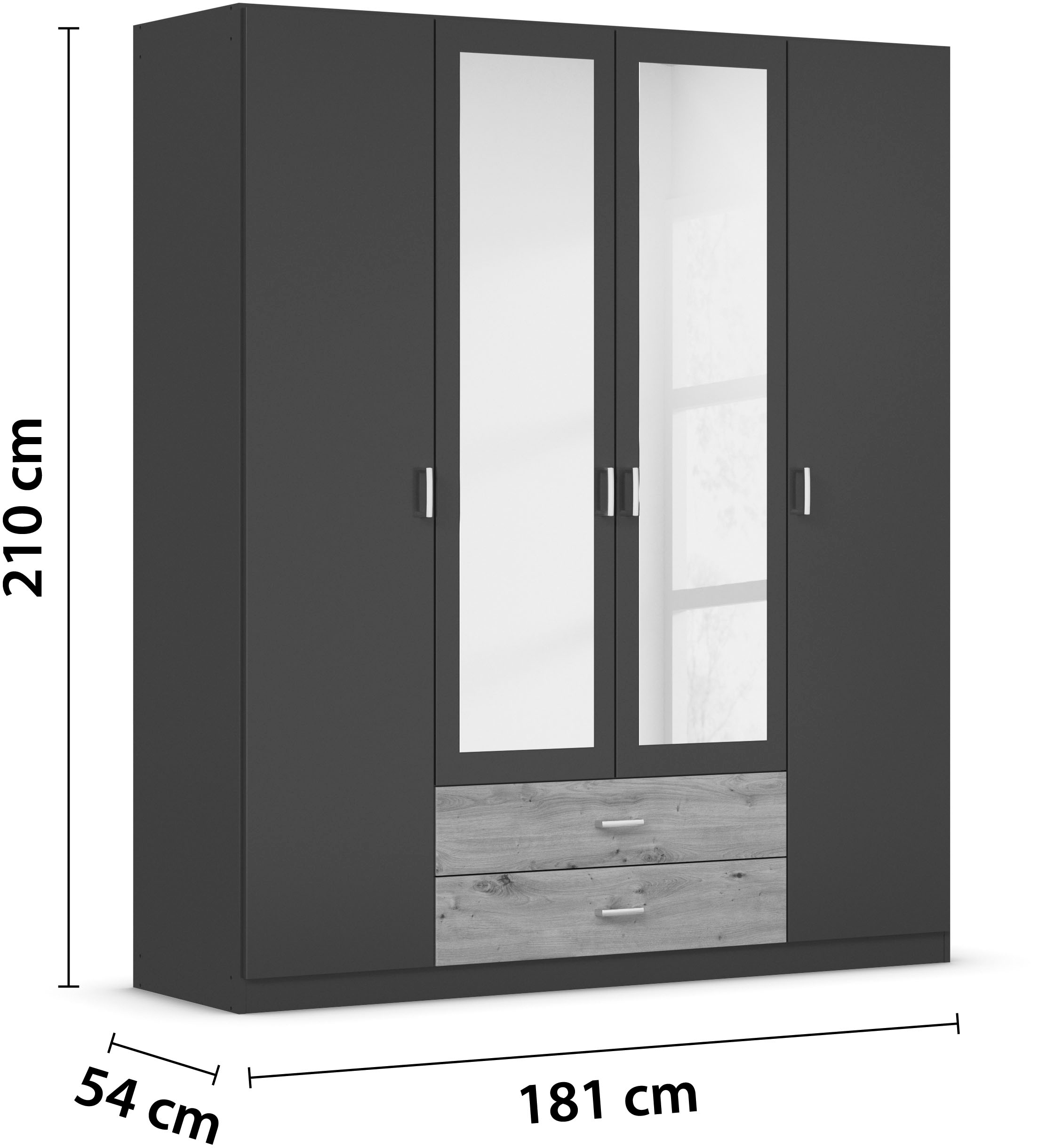 rauch Kleiderschrank »Schrank Garderobe Wäscheschrank GAMMA in 3 Breiten«, viel Stauraum mit 6 Schubladen, mit Spiegel TOPSELLER MADE IN GERMANY