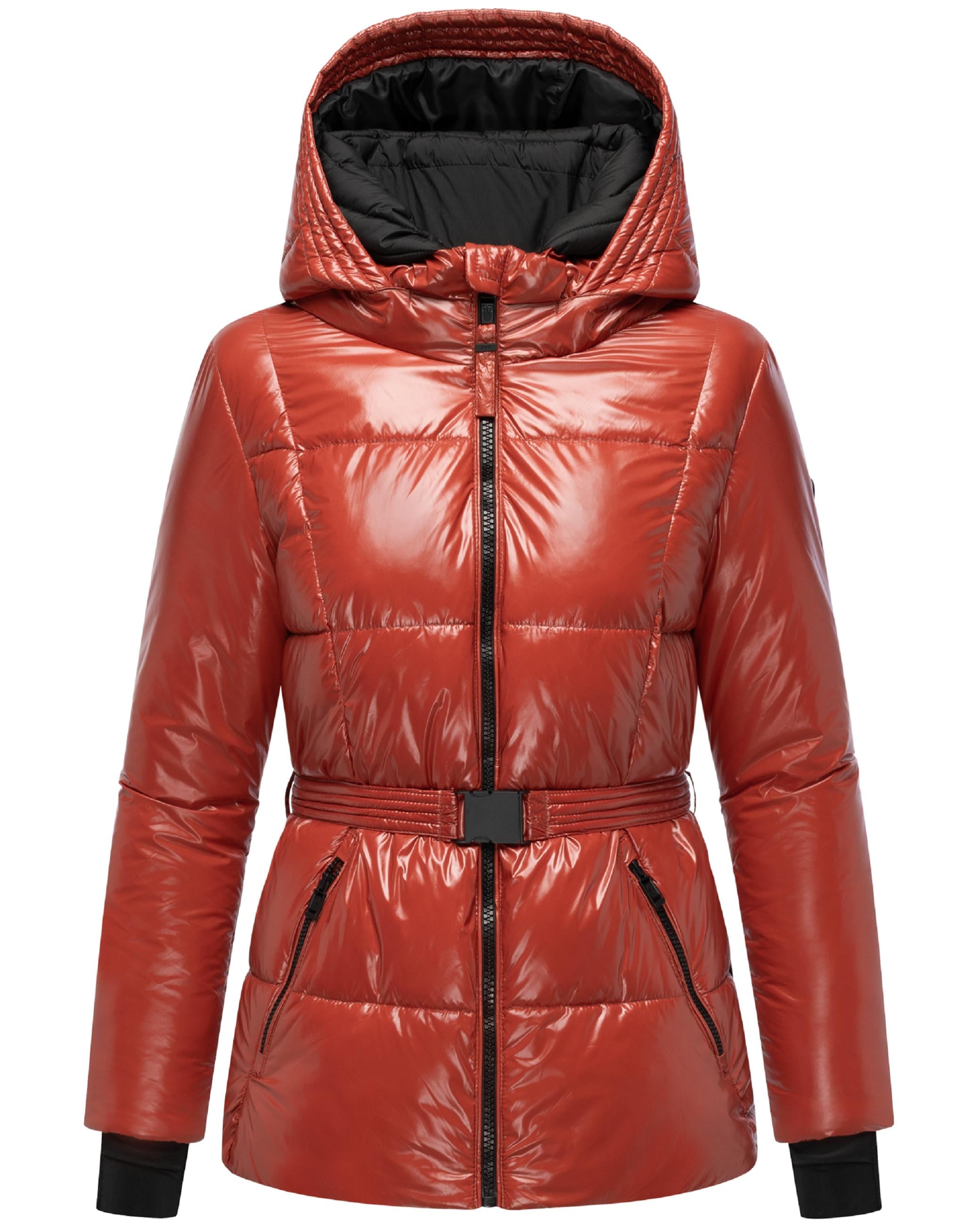 Navahoo Steppjacke »Steppjacke Eisglanz 14« mit Kapuze Glänzende Damen Winterjacke mit Taillengürtel