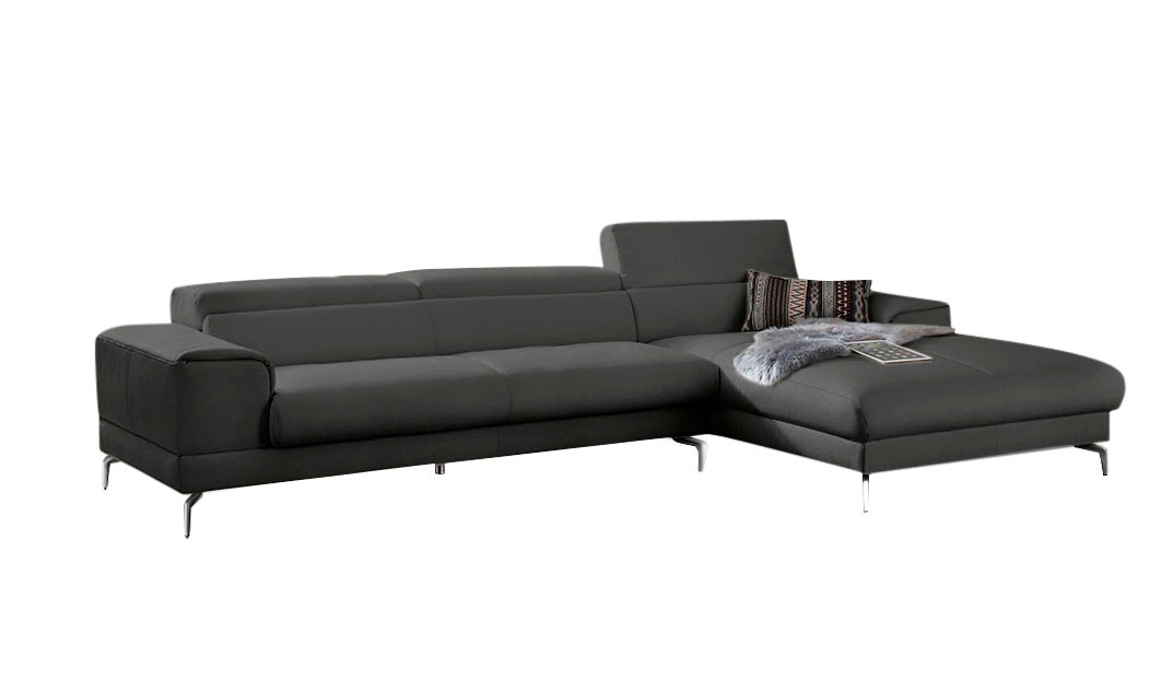 W.SCHILLIG Ecksofa »piedroo, Designsofa mit tollem Sitzkomfort, elegant und bequem, L-Form«, Kopfteilverstellung, wahlweise mit Sitztiefenverstellung, Breite 343cm