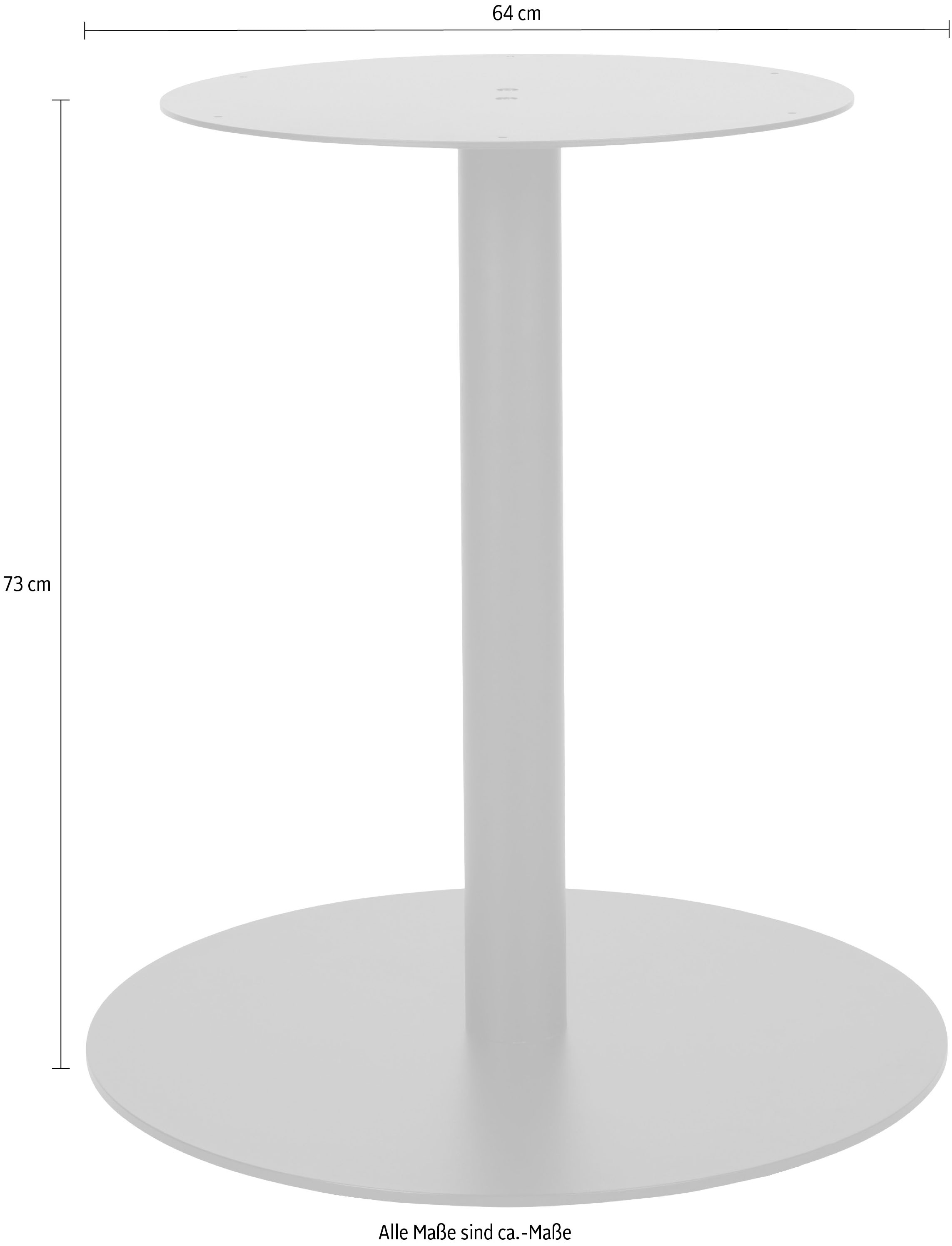 WOOOD Tischbein »Tablo rund aus Metall mit Pulverbeschichtung Ø 64 x H 73 cm« Fußplatte Ø 64 cm, Tragkraft 35 kg, einfach zu montieren