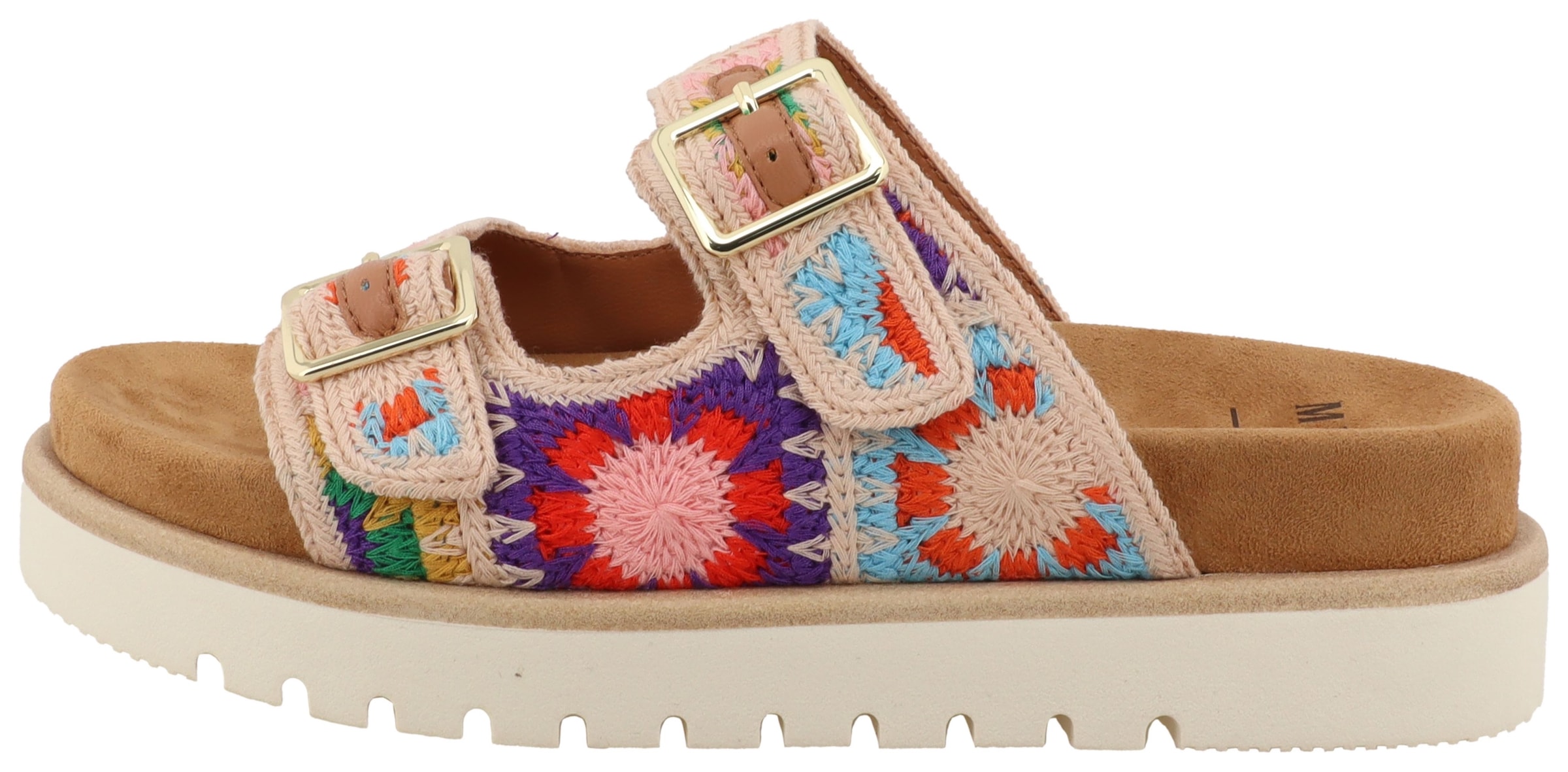 Mustang Shoes Pantolette »Malina«  Sommerschuh, Schlupfschuh mit aufwendiger, bunter Stickerei