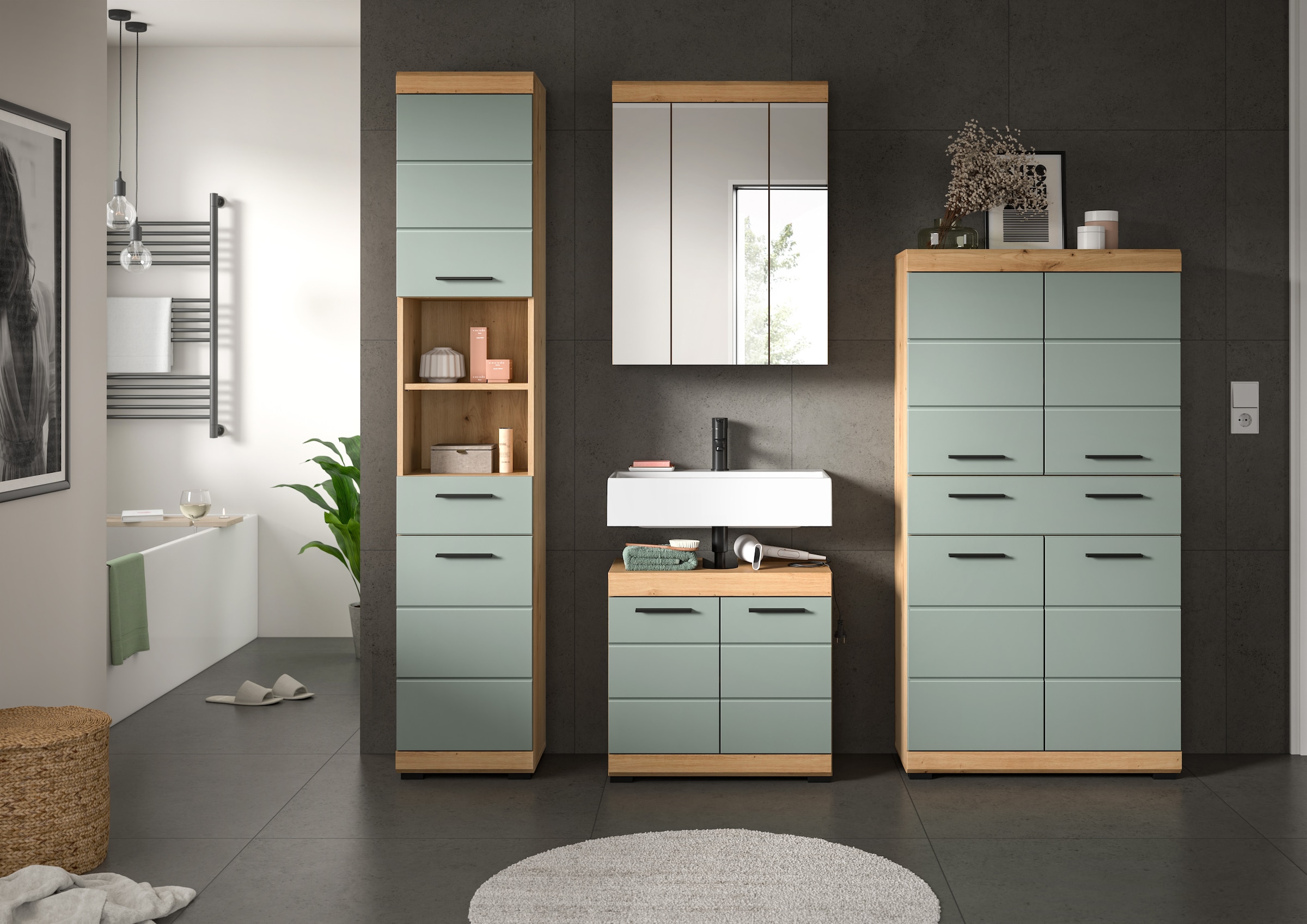welltime Badmöbel-Set »Siena, 4 teilig, bestehend aus:« Set, TOPSELLER!, 4 Stk. tlg.