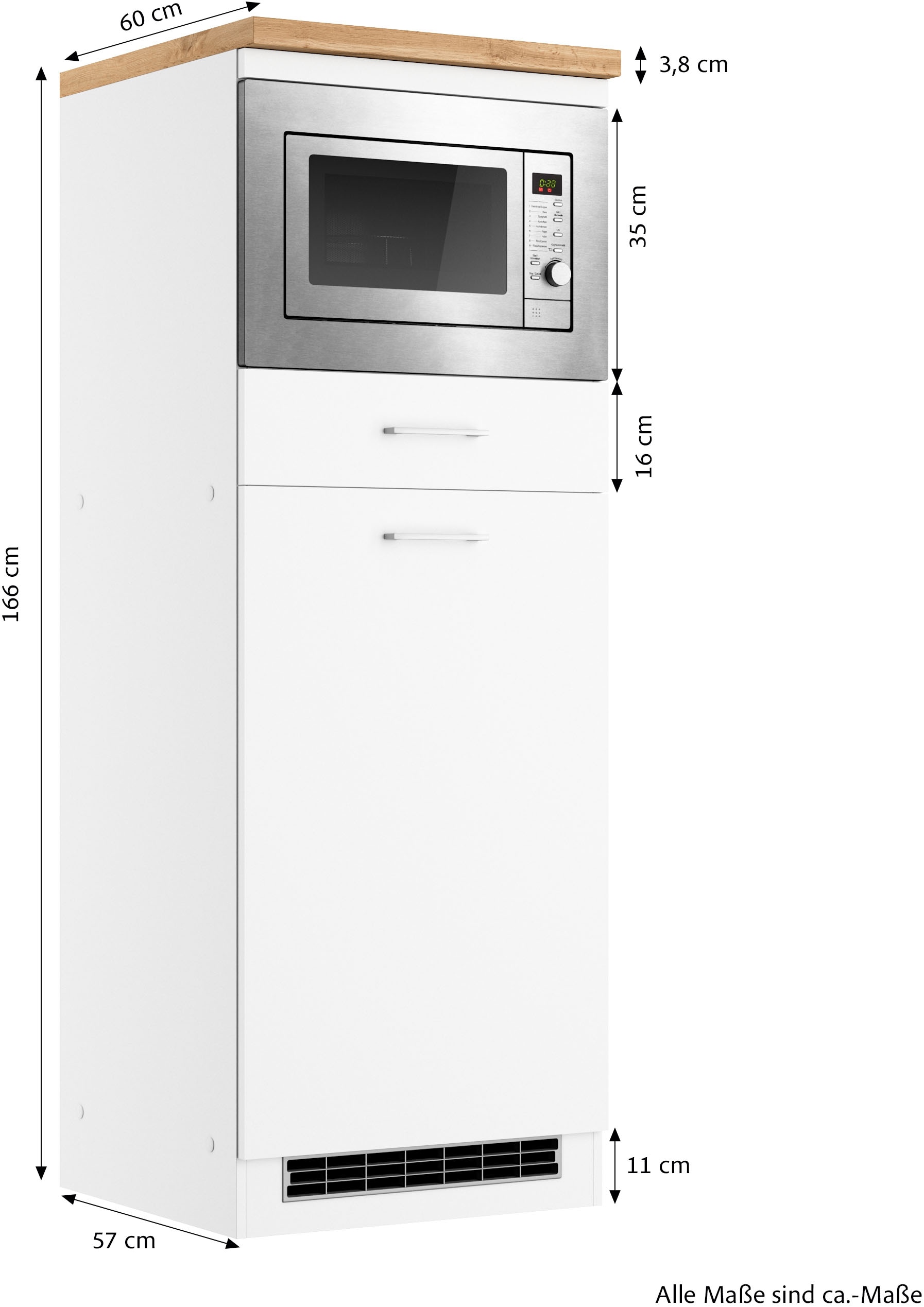 KOCHSTATION Backofen/Kühlumbauschrank »KS-Milan« Mikrowellen-Kühlschrankumbau 60 cm, matt oder hochglänzend