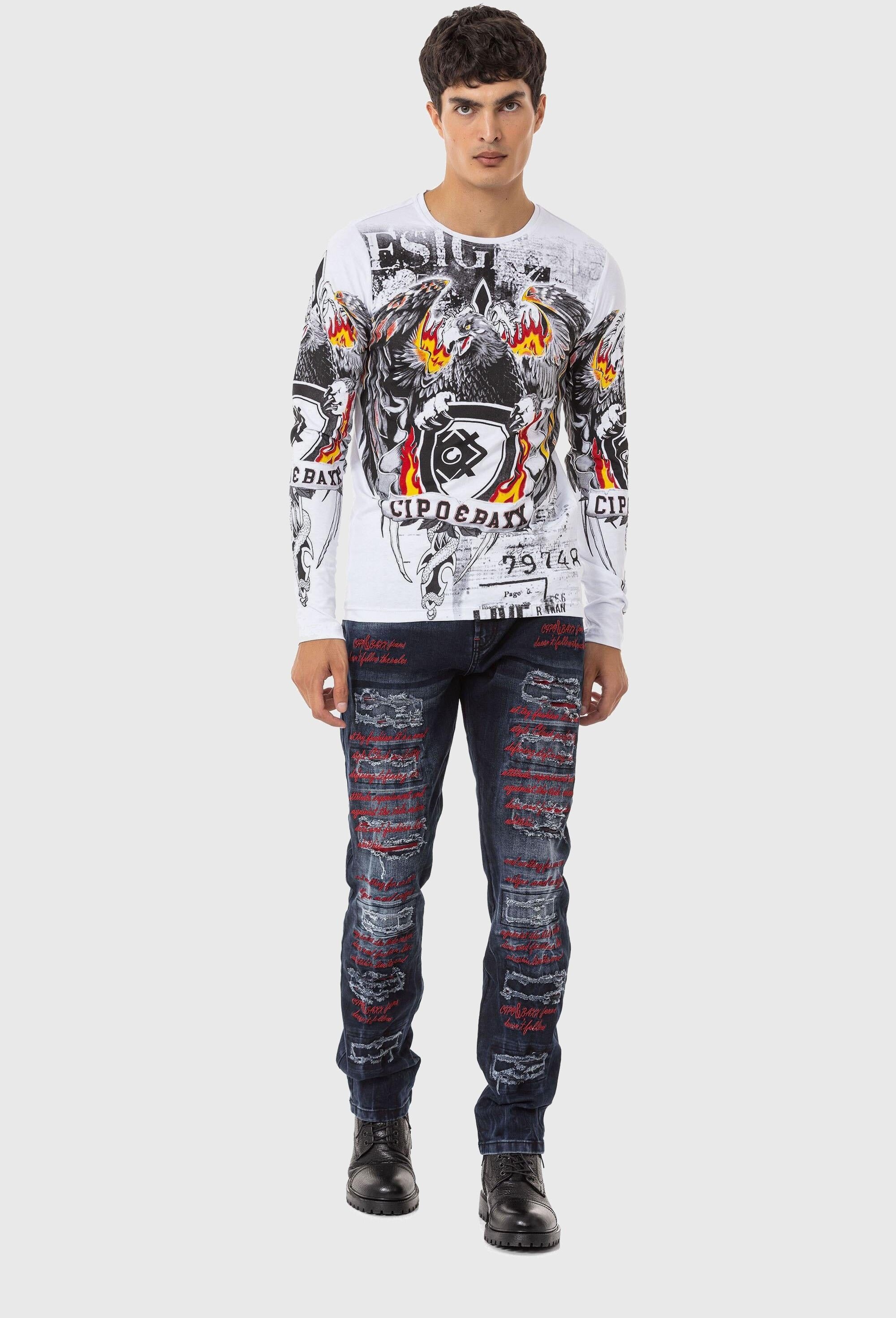 Cipo & Baxx Slim-fit-Jeans »Cipo & Baxx Jeans« mit farbigen Ziernähten